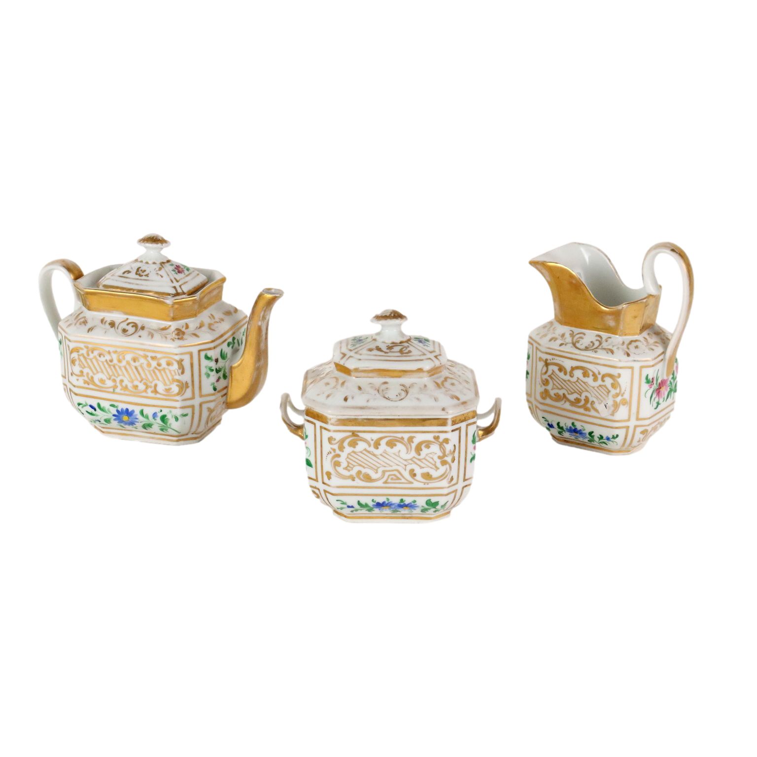 Antique Tea Set White Porcelain Europe Mid XIX Century