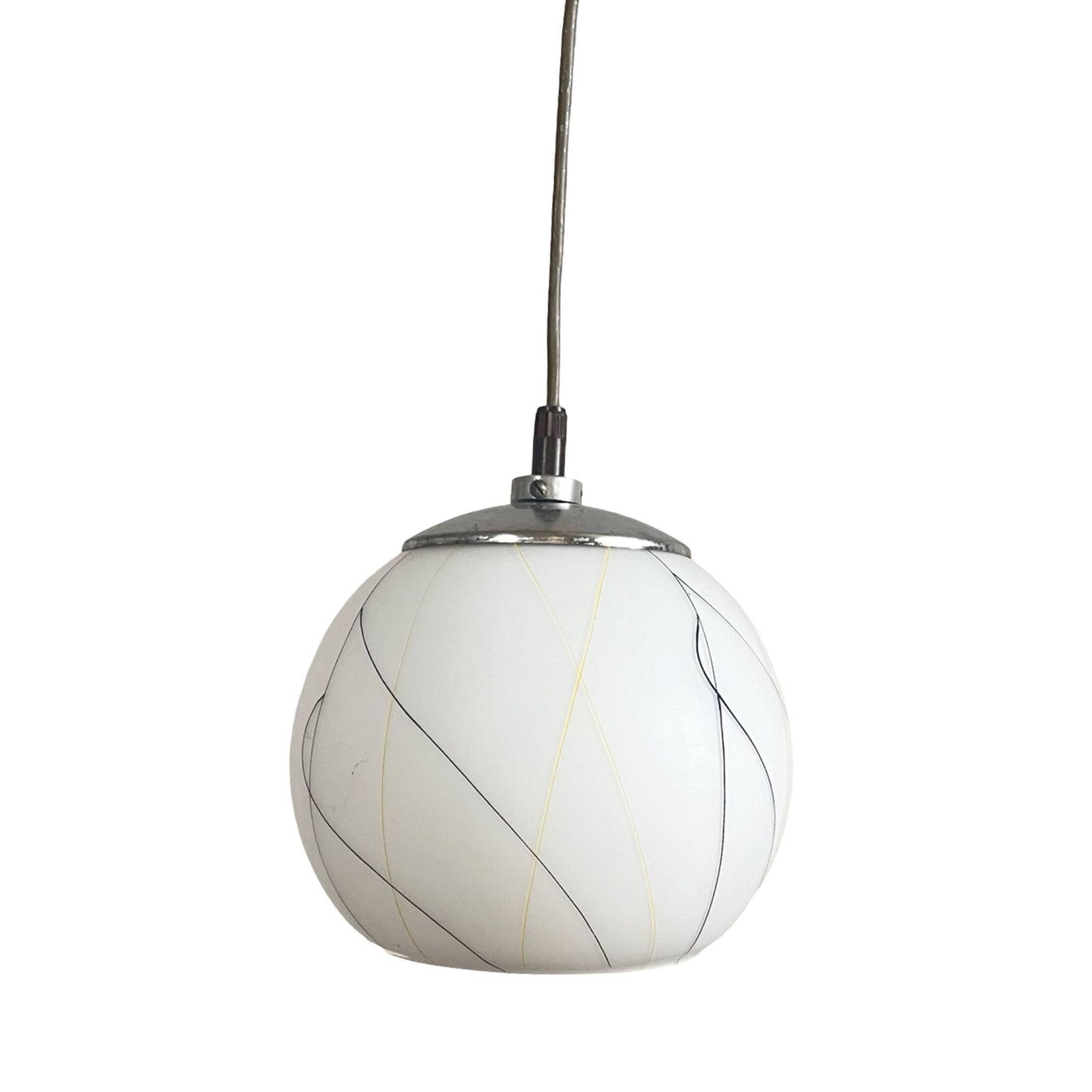 Pendant Lamp, Chrome, New Look, Elektroinstala Děčín, Czechoslovakia, 1950s. photo Lighting