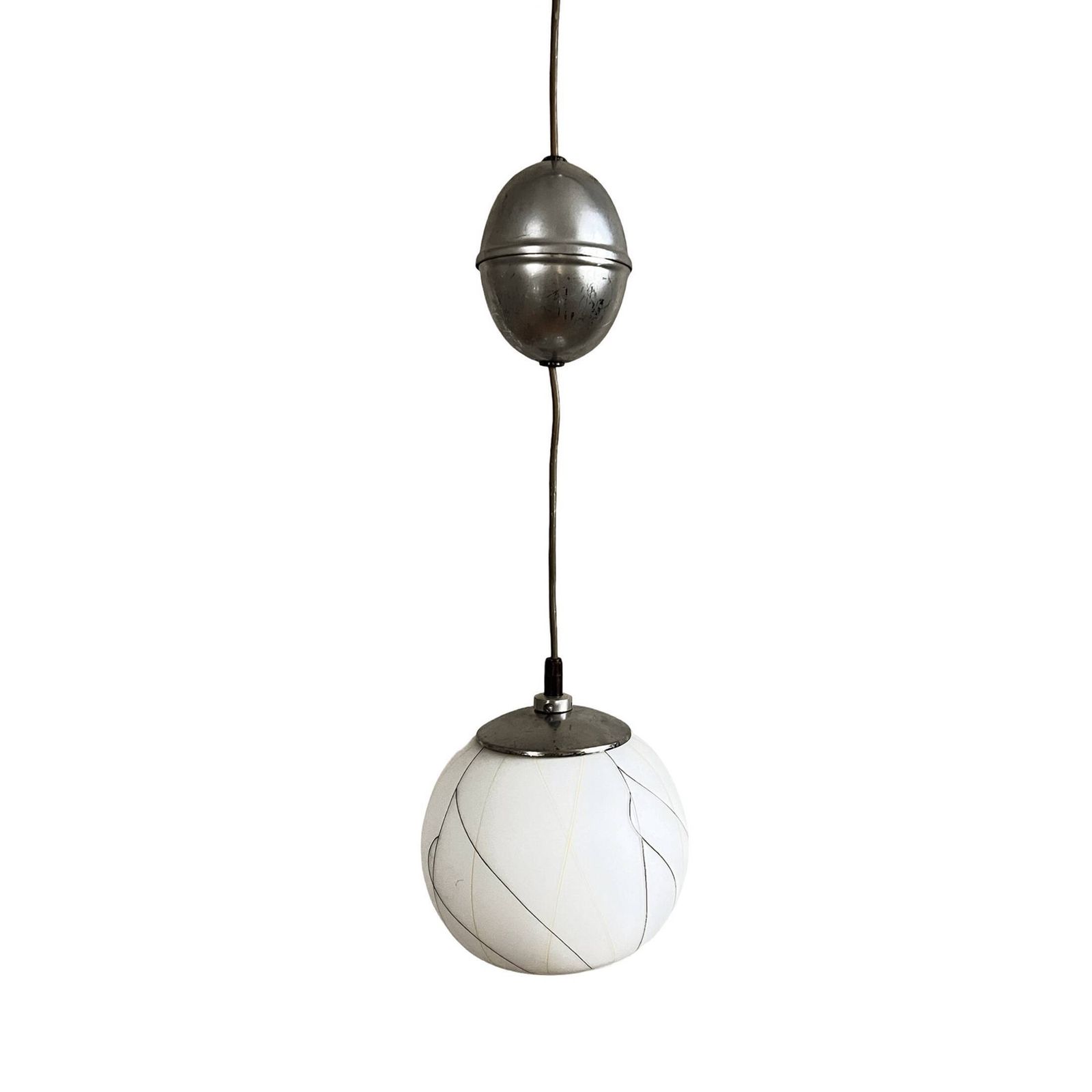 Lighting Pendant Lamp, Chrome, New Look, Elektroinstala Děčín, Czechoslovakia, 1950s. photo