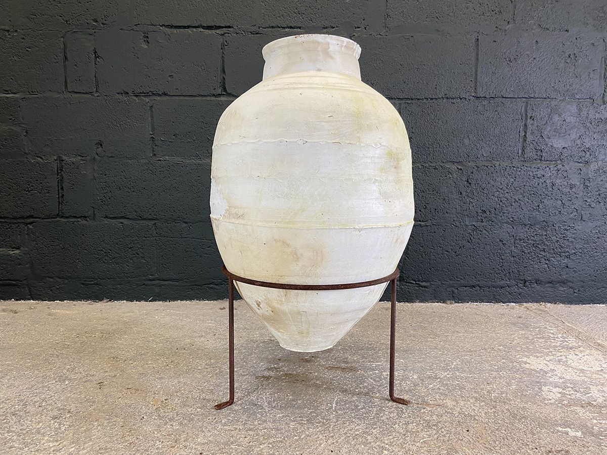 Large Turkish Terracotta Olive Pot On Stand