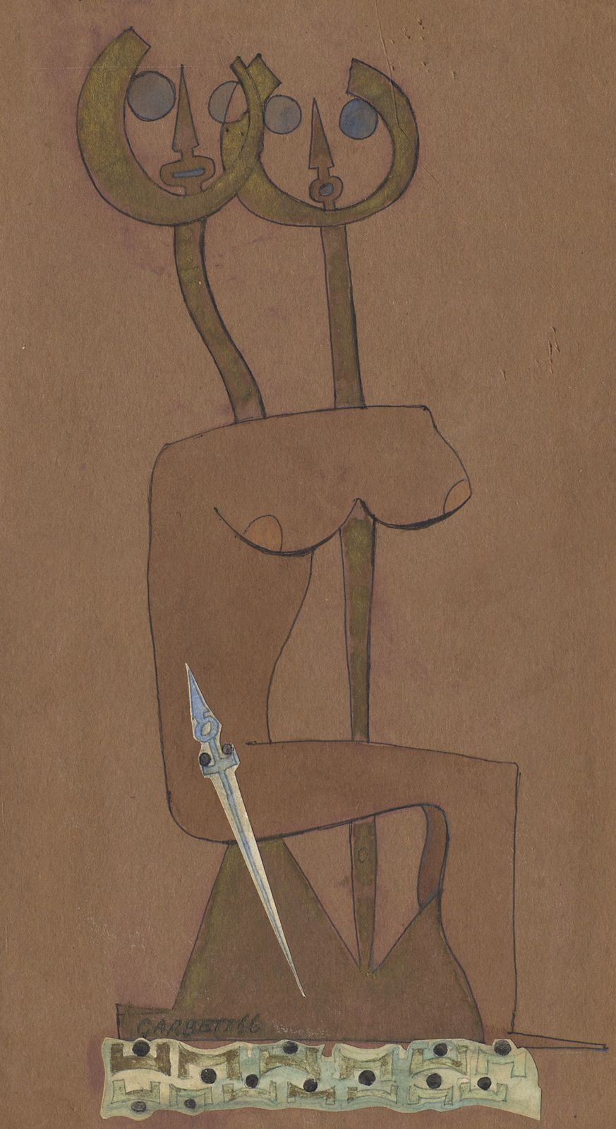 Visionary English Surrealist Drawing With Collage, 1966 photo furniture