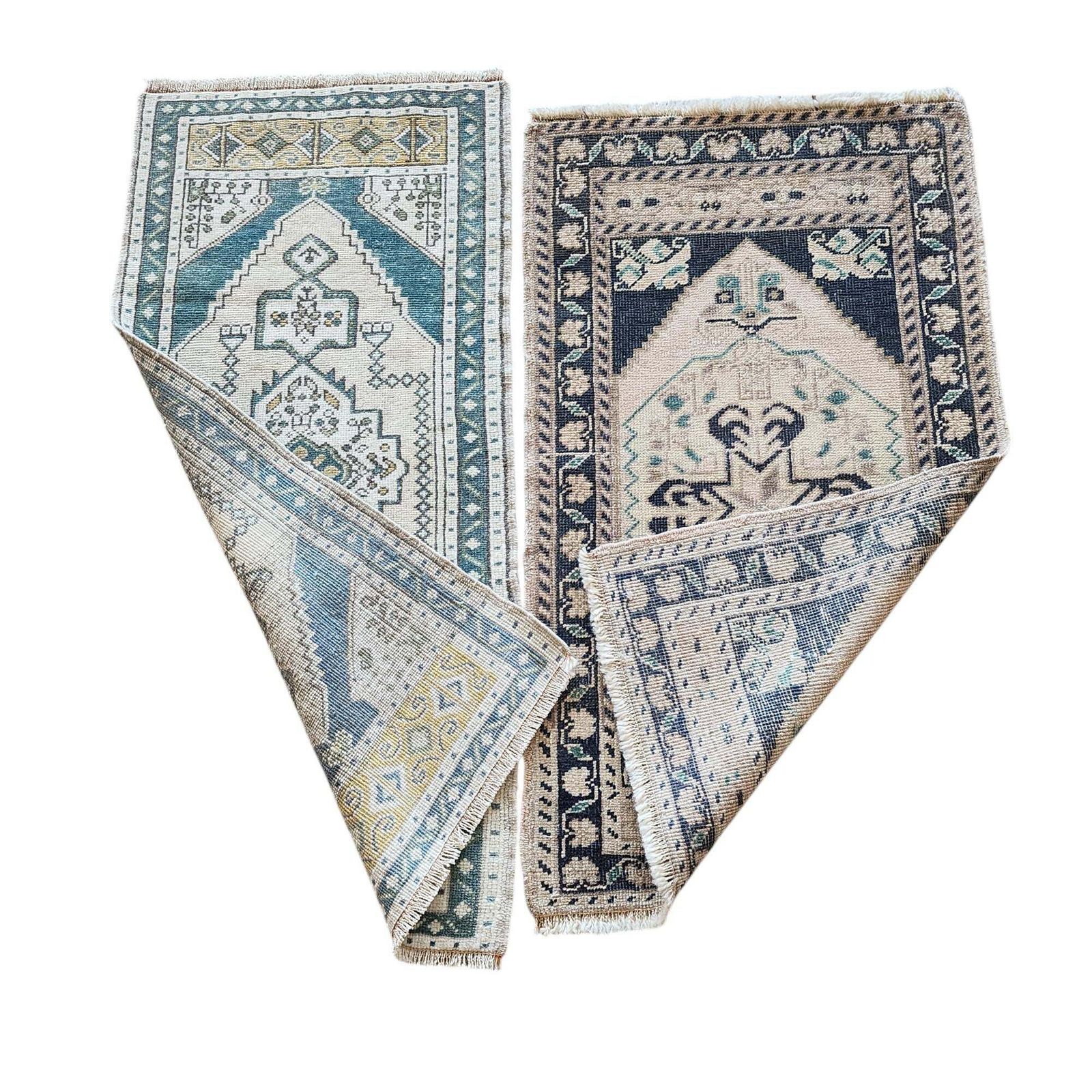 photo furniture 1970s Oushak Wool Small Hand Knotted Turkish Rug   A Pair