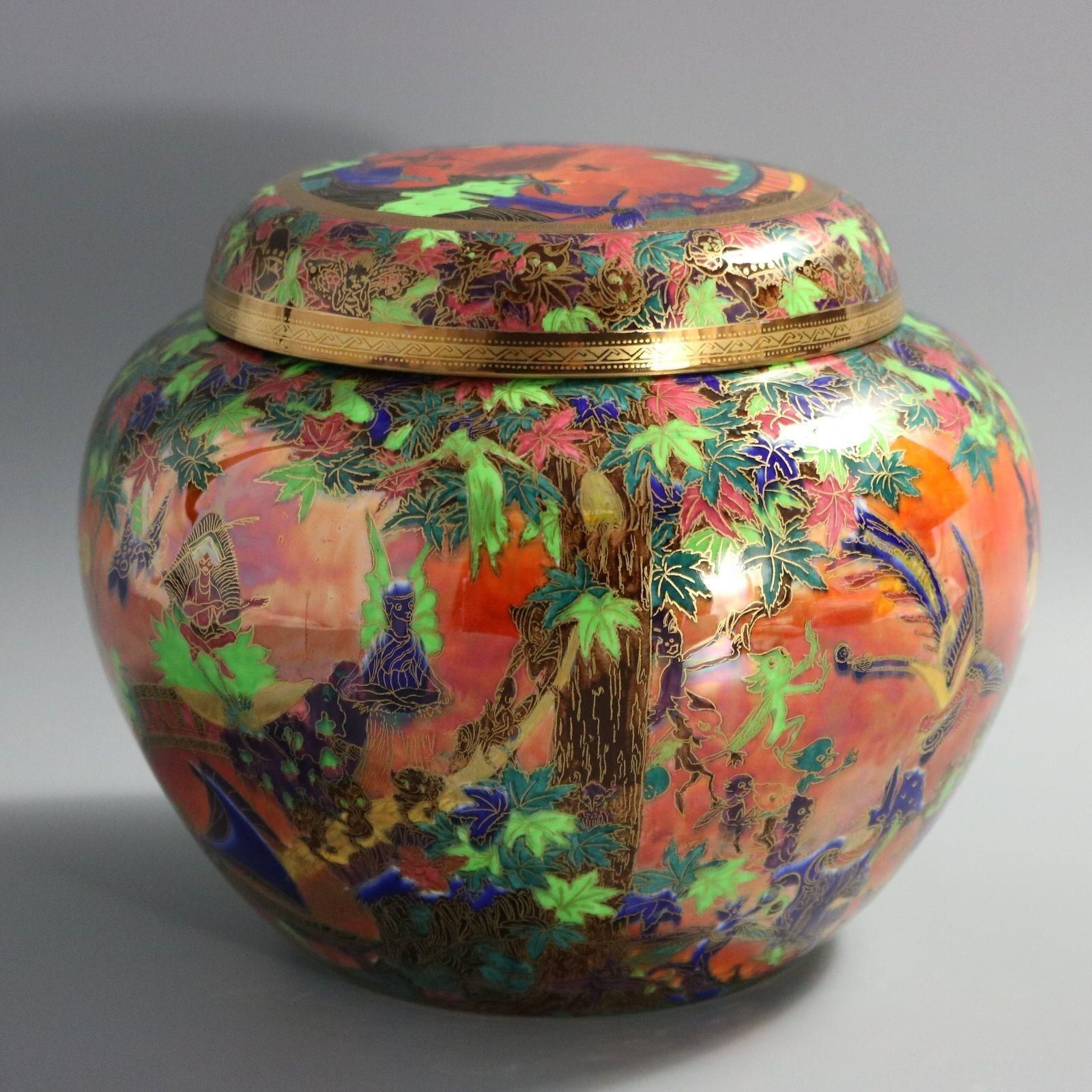 Wedgwood Flame Fairyland Lustre 'Fairy Slide' Covered Vase photo Home Decor