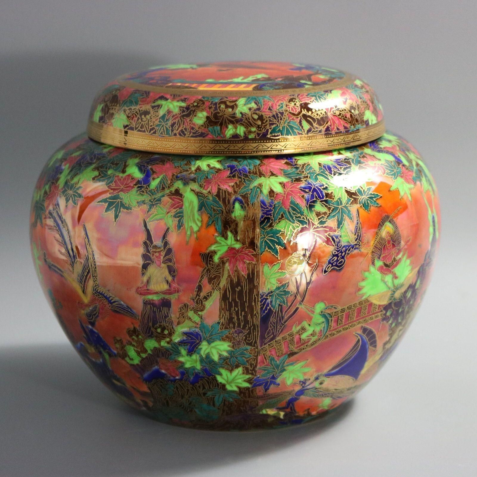Wedgwood Flame Fairyland Lustre 'Fairy Slide' Covered Vase photo vinterior