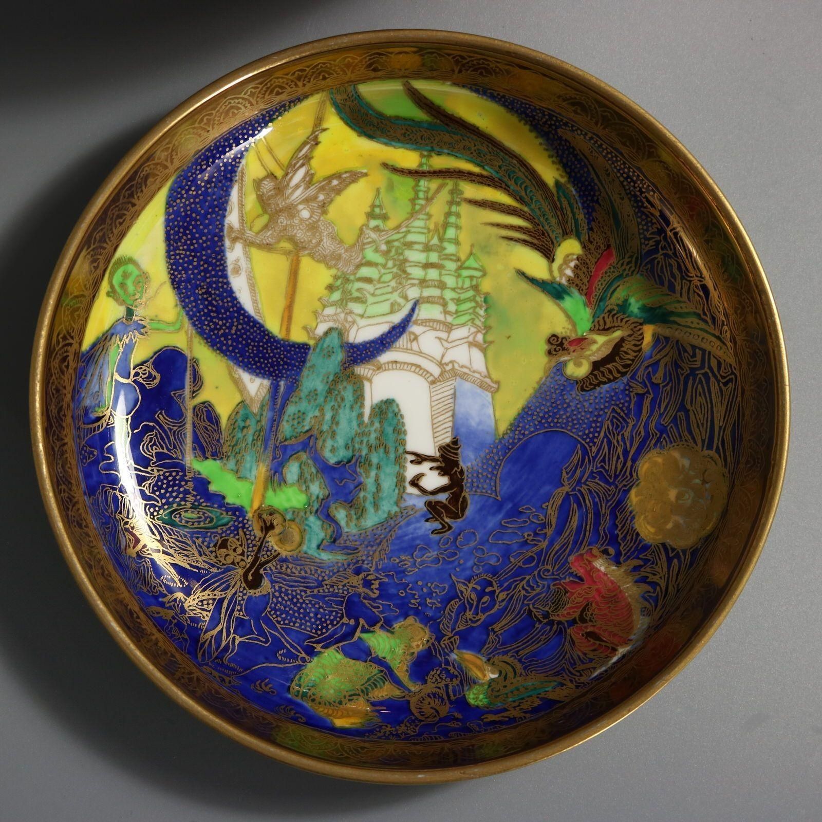 photo for sale Wedgwood Flame Fairyland Lustre 'Fairy Slide' Covered Vase