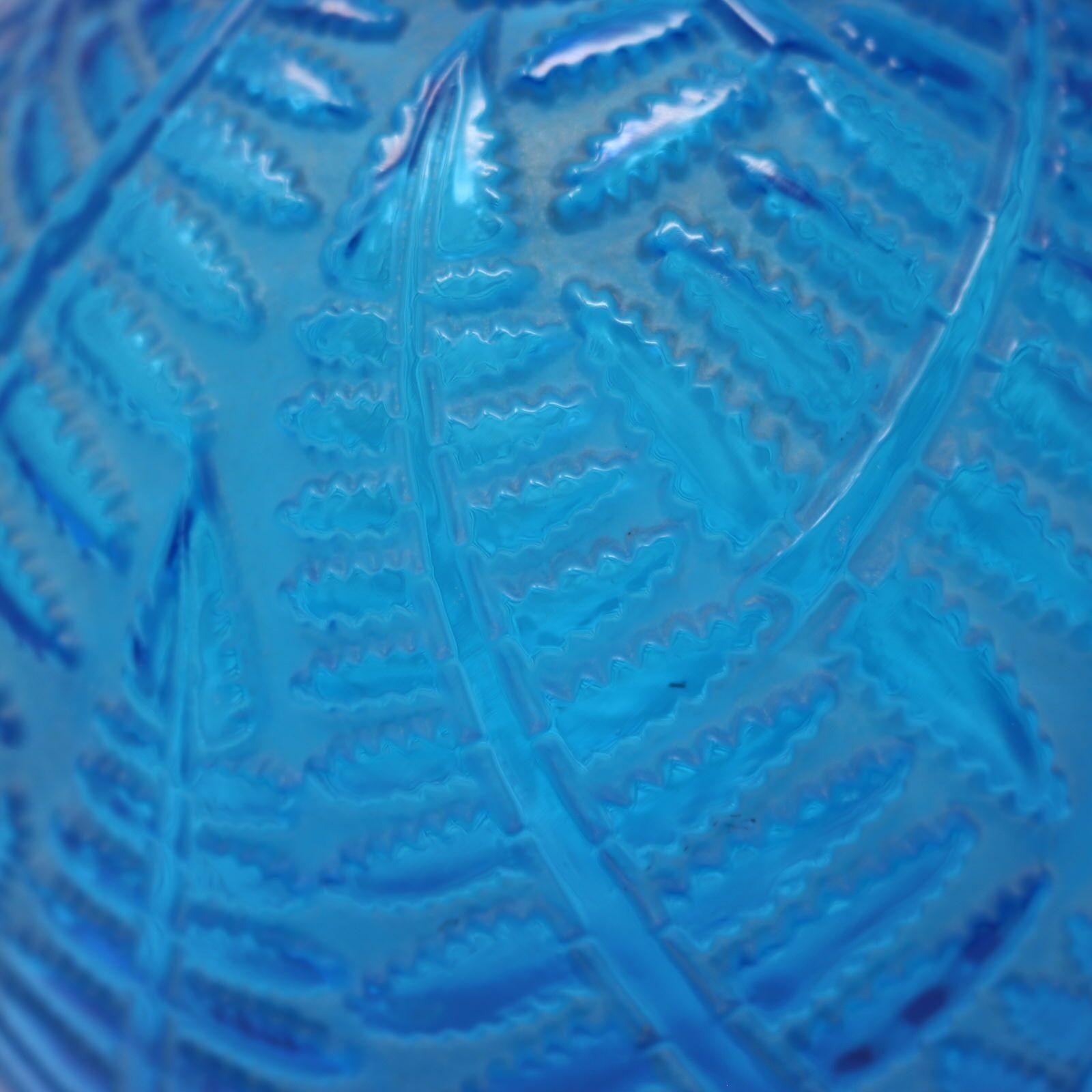 Rene Lalique Electric Blue Glass Espalion Vase photo vinterior