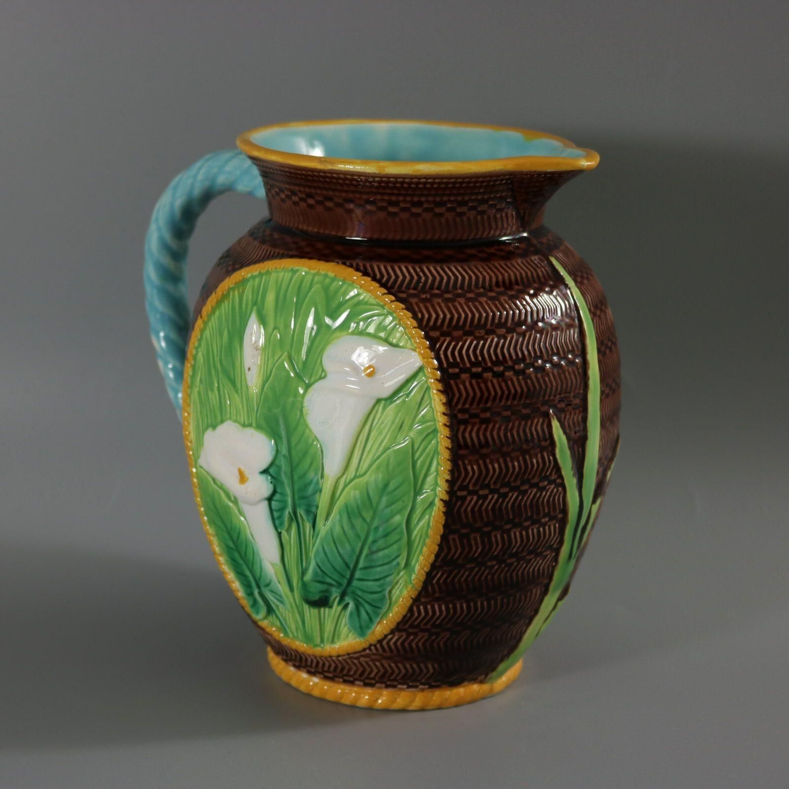 George Jones Majolica Calla Lily Pitcher photo vinterior
