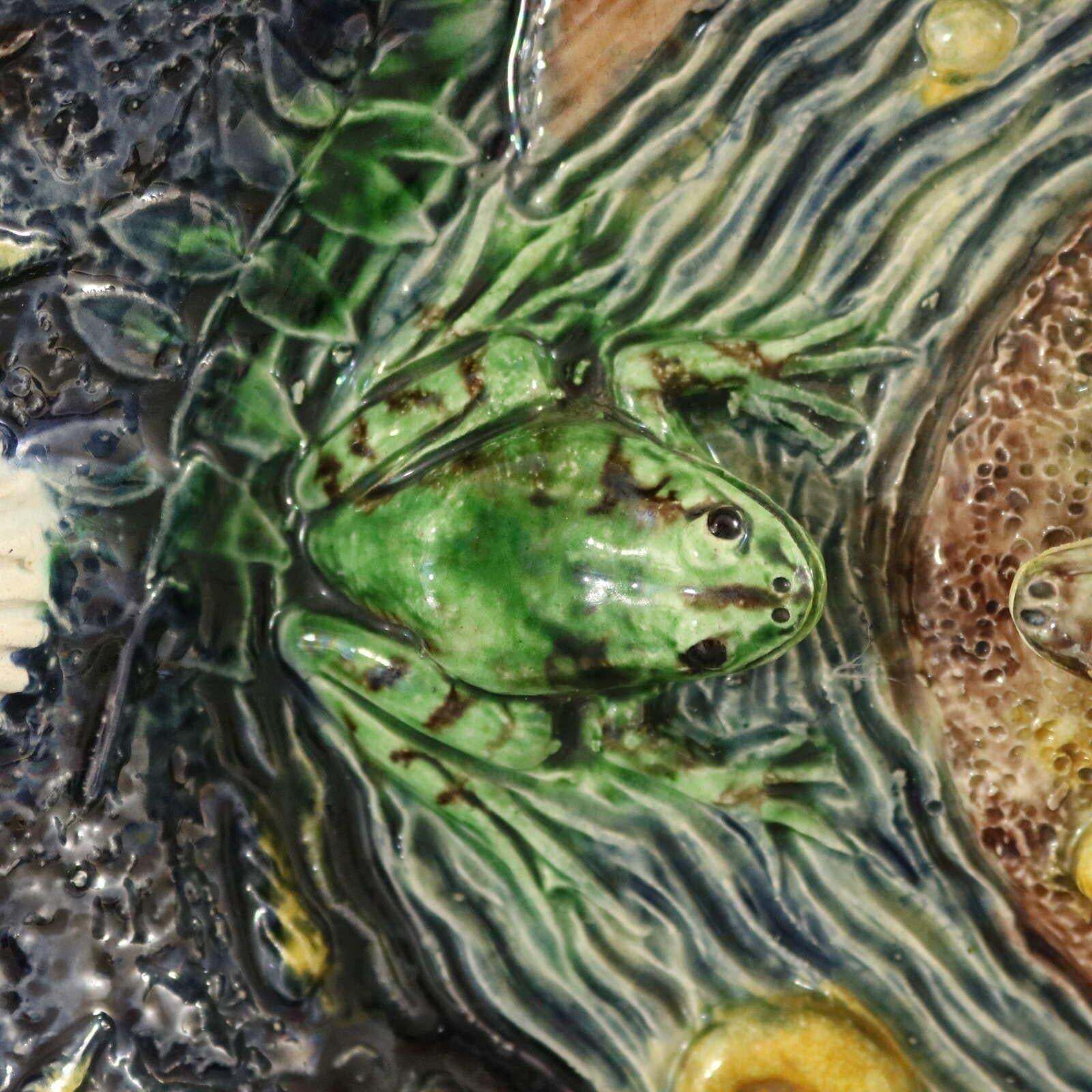 Large School Of Paris Palissy Majolica Wall Platter With Snake And Fish photo 4021.0