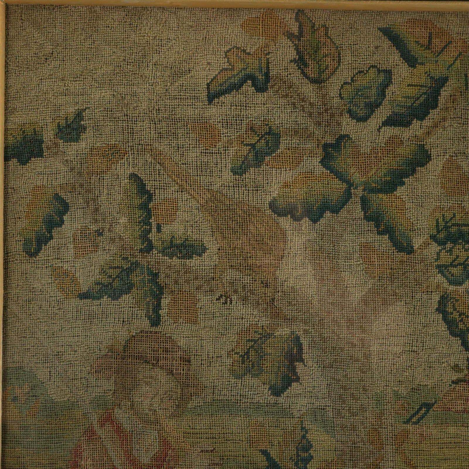 18th Century, 1732 Petit Point Embroidery Picture Of Lady & Gent photo furniture