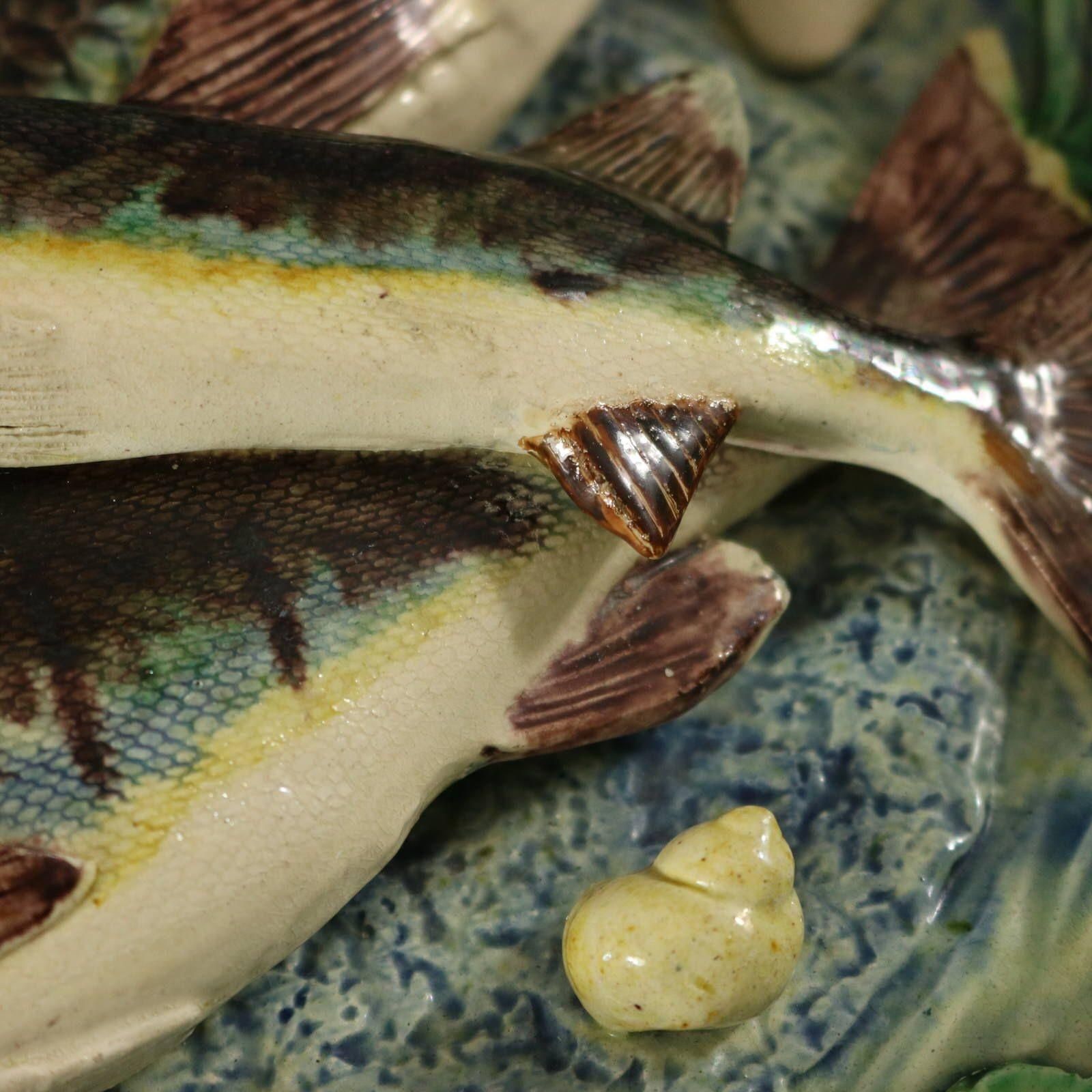4214.0 School Of Paris Majolica Palissy Fish, Reptile & Leaves Plate photo