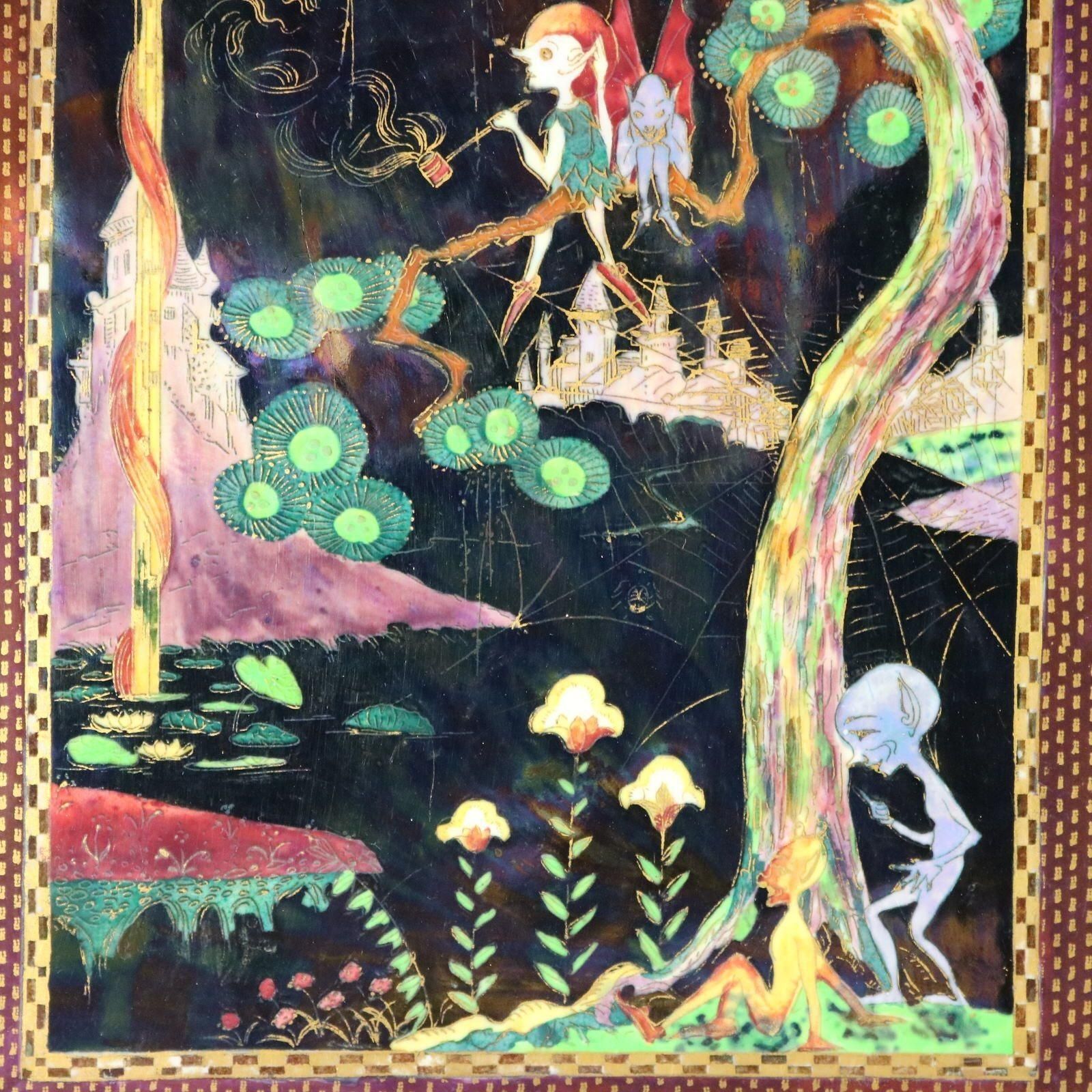 Wedgwood Fairyland Lustre 'Elves In A Pine Tree' Plaque photo Art