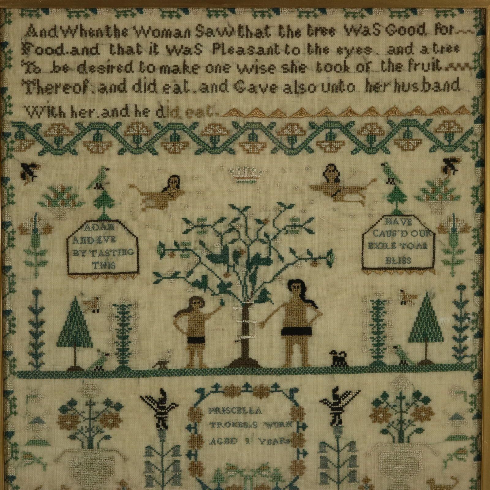 Pair Of Sister Samplers, 1810, Priscella And H Trokes photo for sale