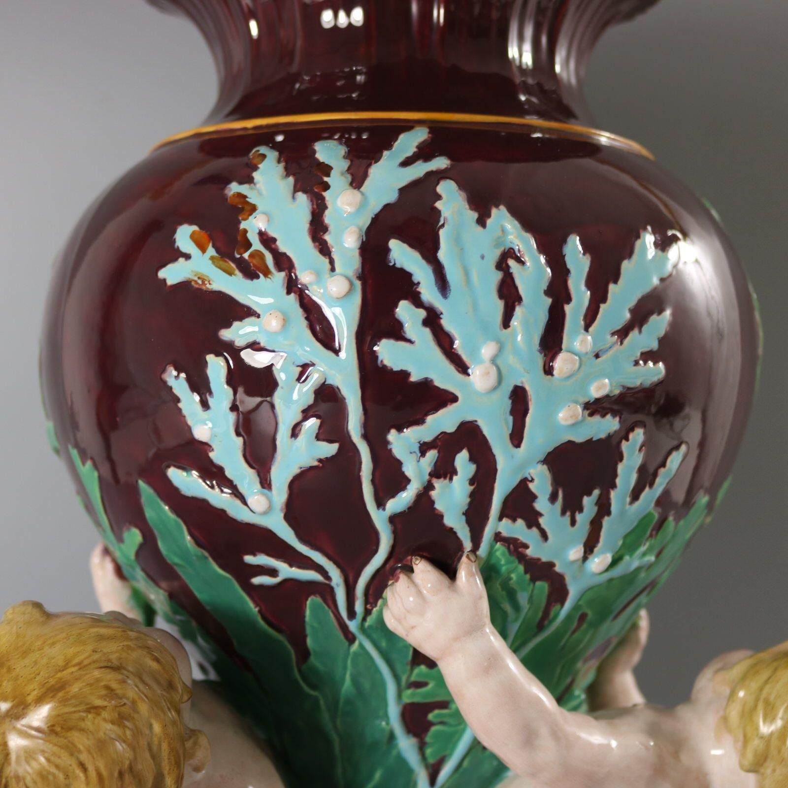 2748.0 Minton Majolica Marine Vase With Merboys photo