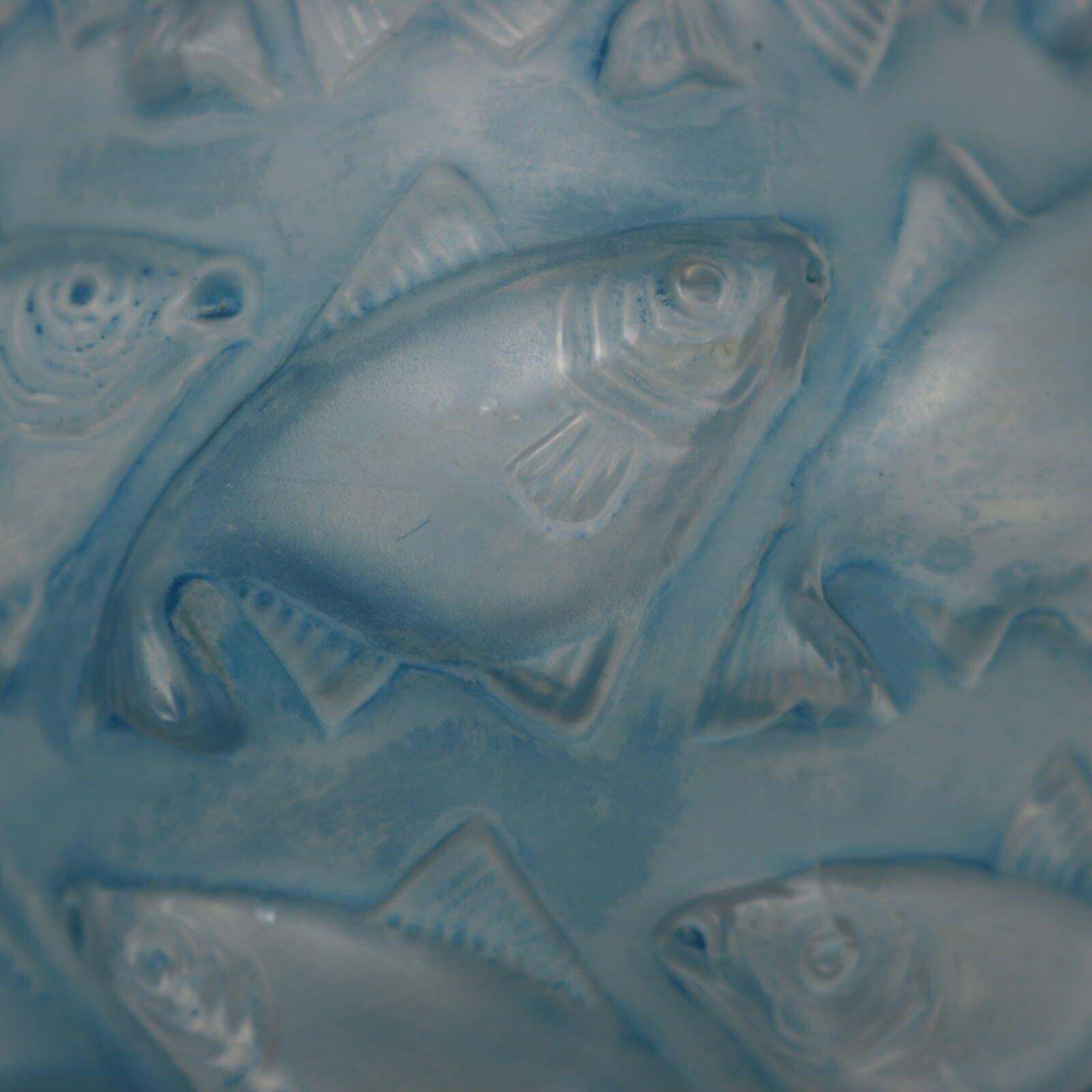Rene Lalique Opalescent Glass Blue Stain 'Camaret' Vase photo 2438.0