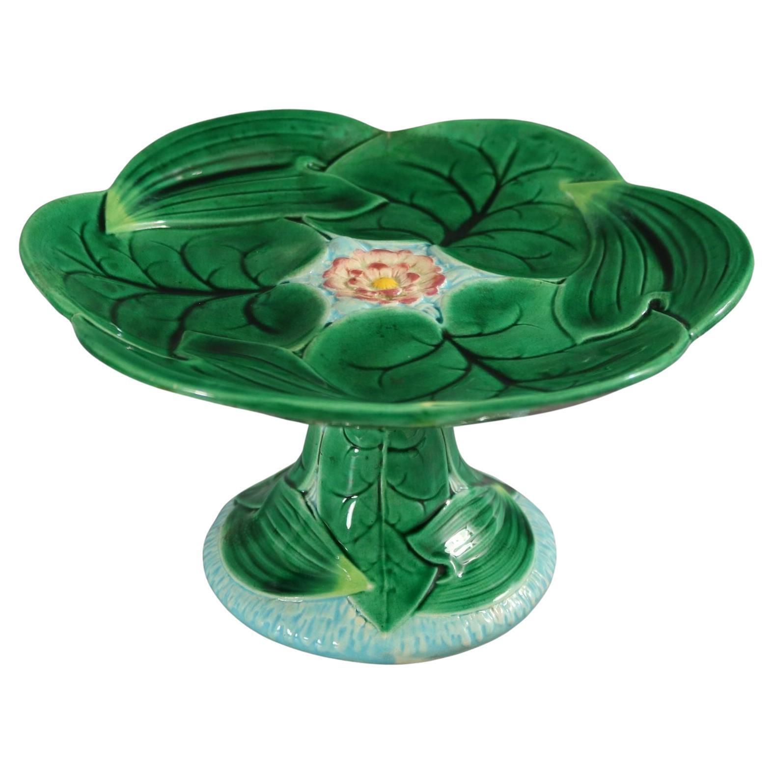 George Jones Majolica Lily Compote
