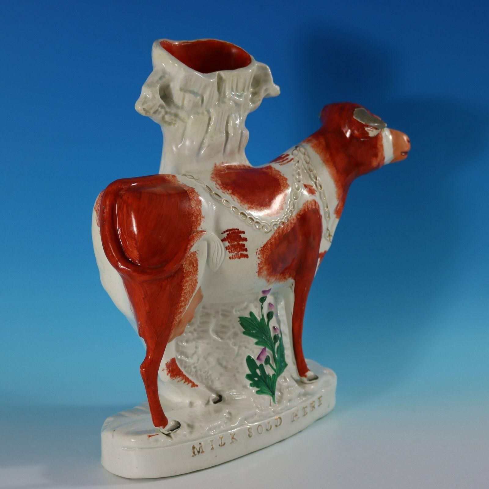 Staffordshire Pottery 'Milk Sold Here' Cow Spill Vase photo vintage