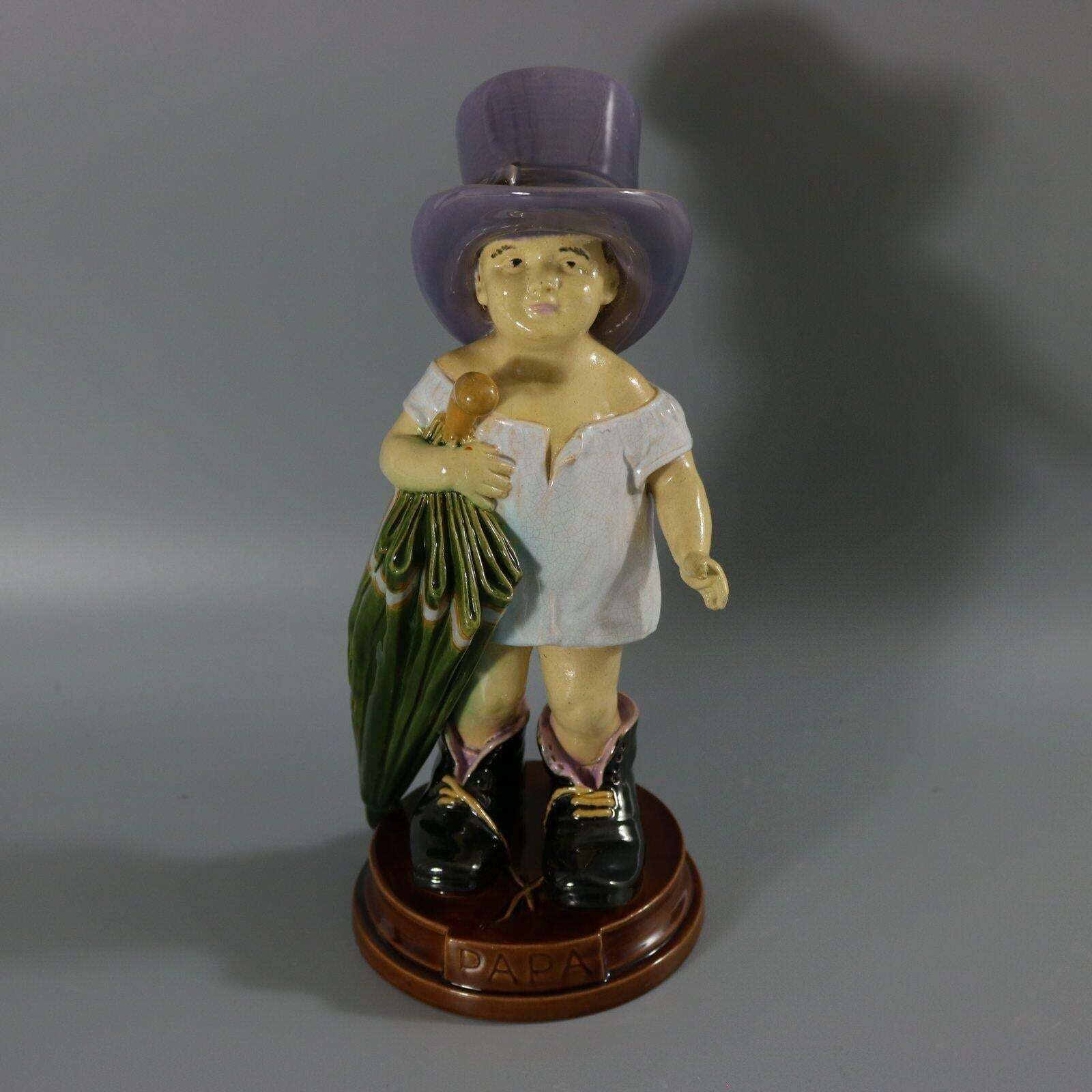 Brownfield Majolica Figure Of A Child, Titled Papa photo furniture