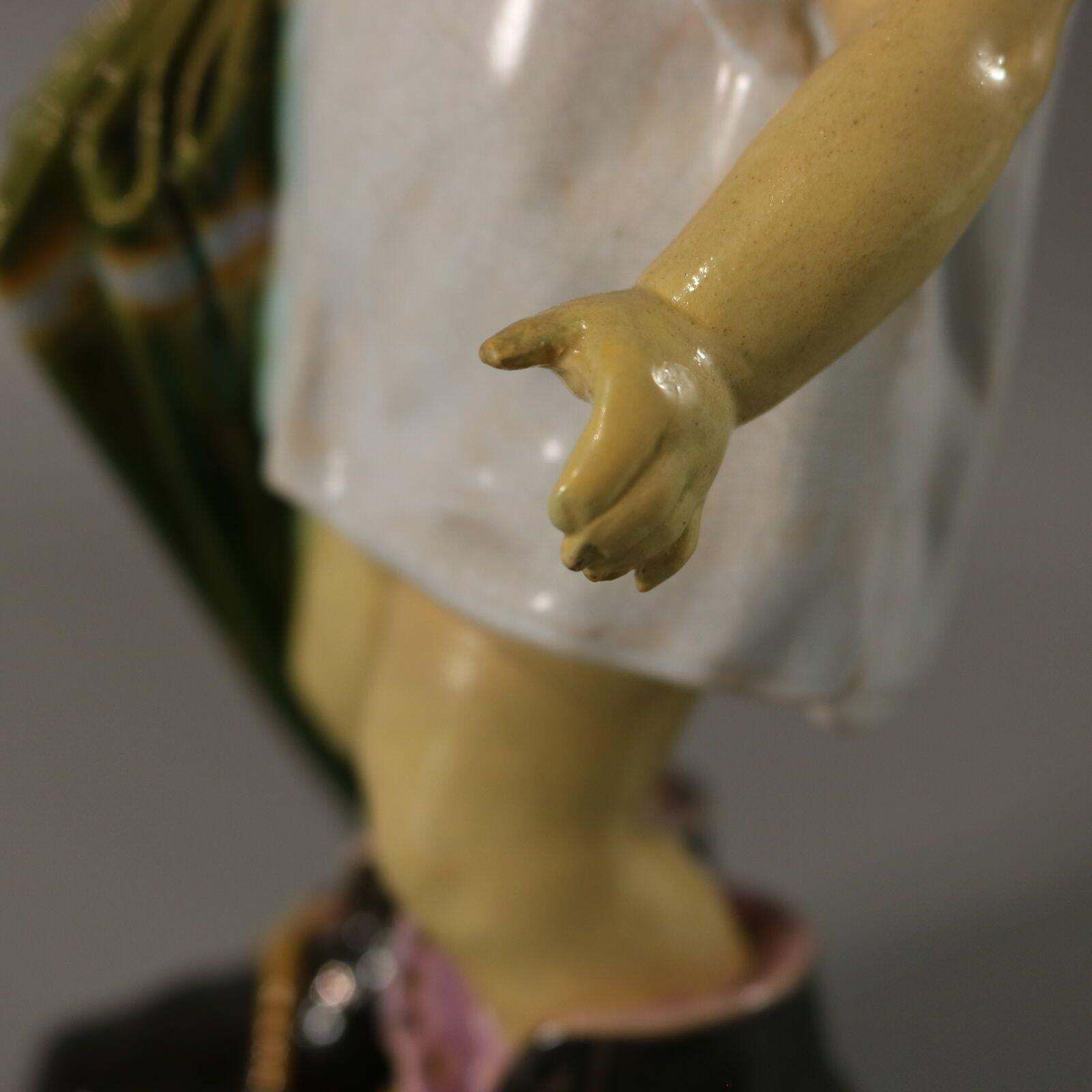photo buy Brownfield Majolica Figure Of A Child, Titled Papa