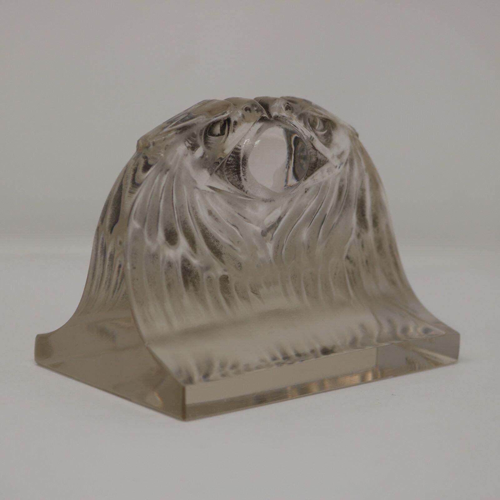 Rene Lalique Glass 'Deux Aigles' Paperweight photo vintage