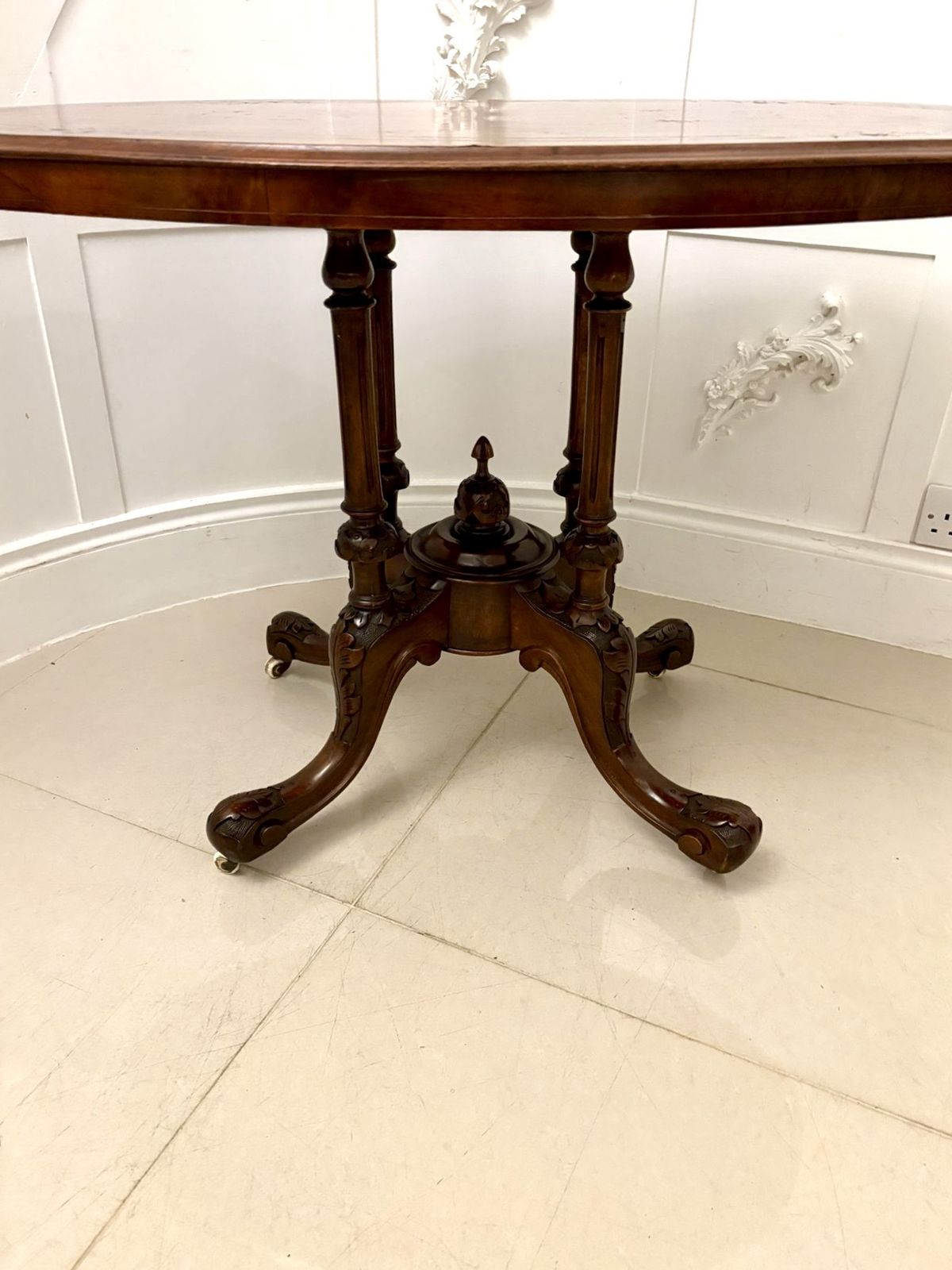 Antique 19th Century Quality Burr Walnut Inlaid Oval Side Table photo Furniture