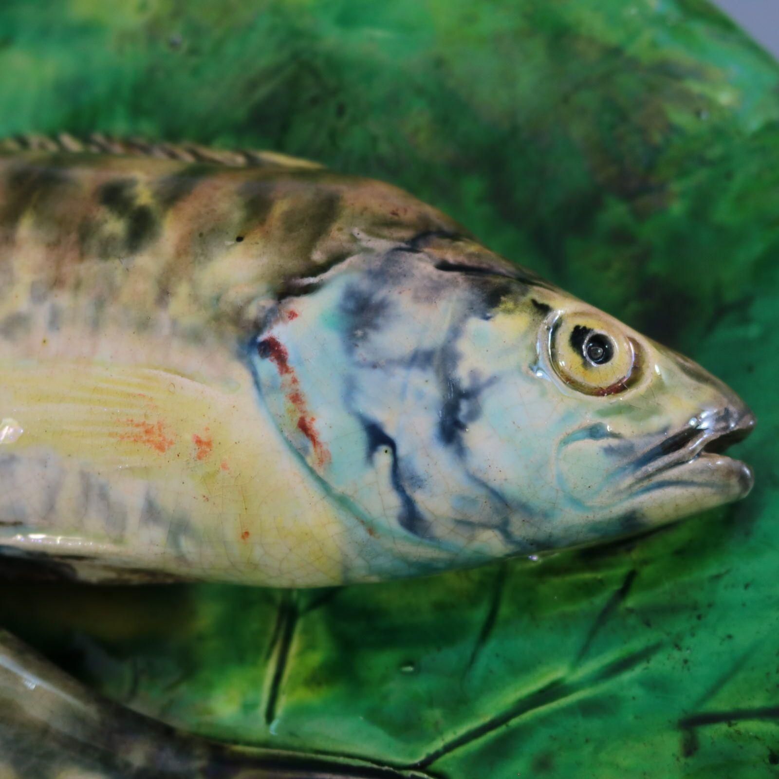 Art Alfred Renoleau Palissy Majolica Fish Wall Plaque photo