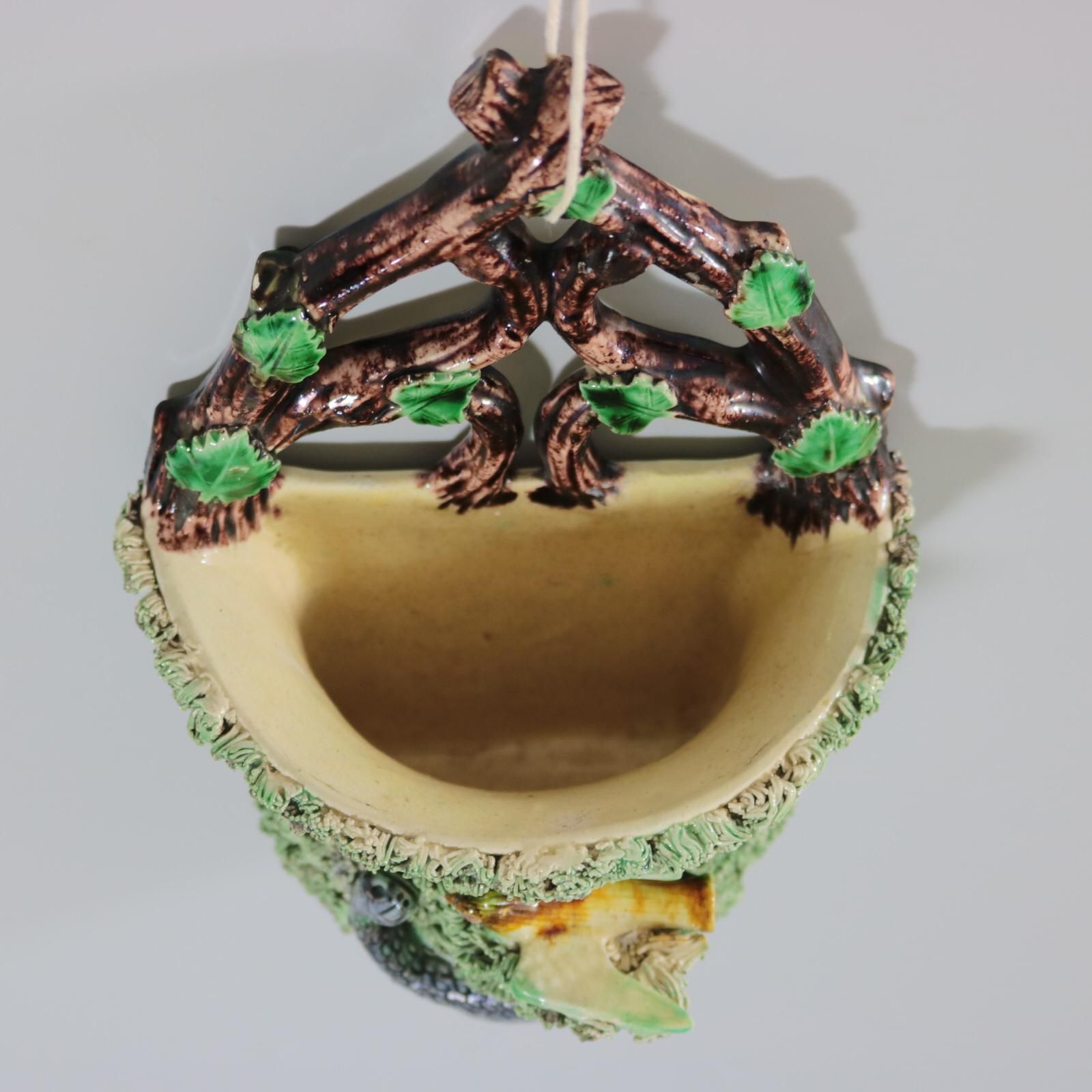 Portuguese Palissy Majolica Snake & Bird Wall Pocket photo buy