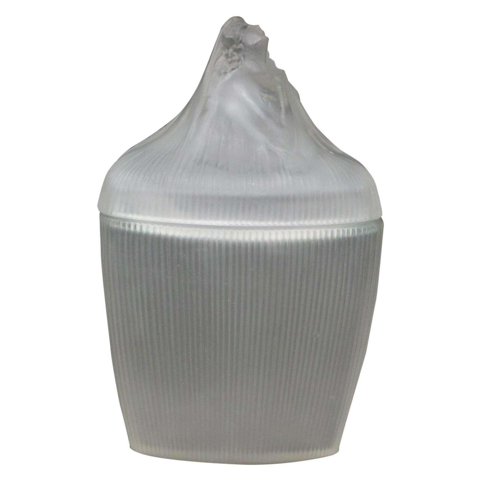 Rene Lalique Frosted Glass 'Tete Femme' Ointment Jar