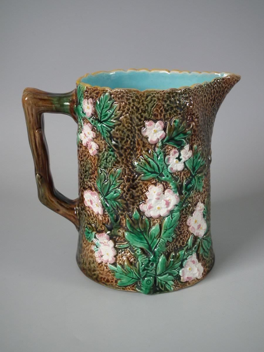 Victorian George Jones Majolica Rustic Blossom Pitcher photo 804.0
