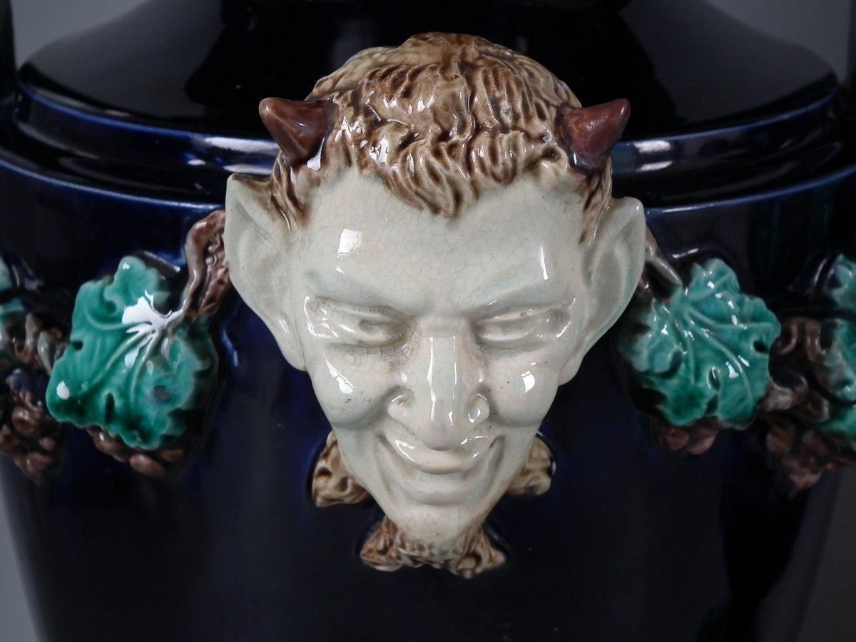 photo furniture Pair Of Hugo Lonitz Majolica Satyr Vases
