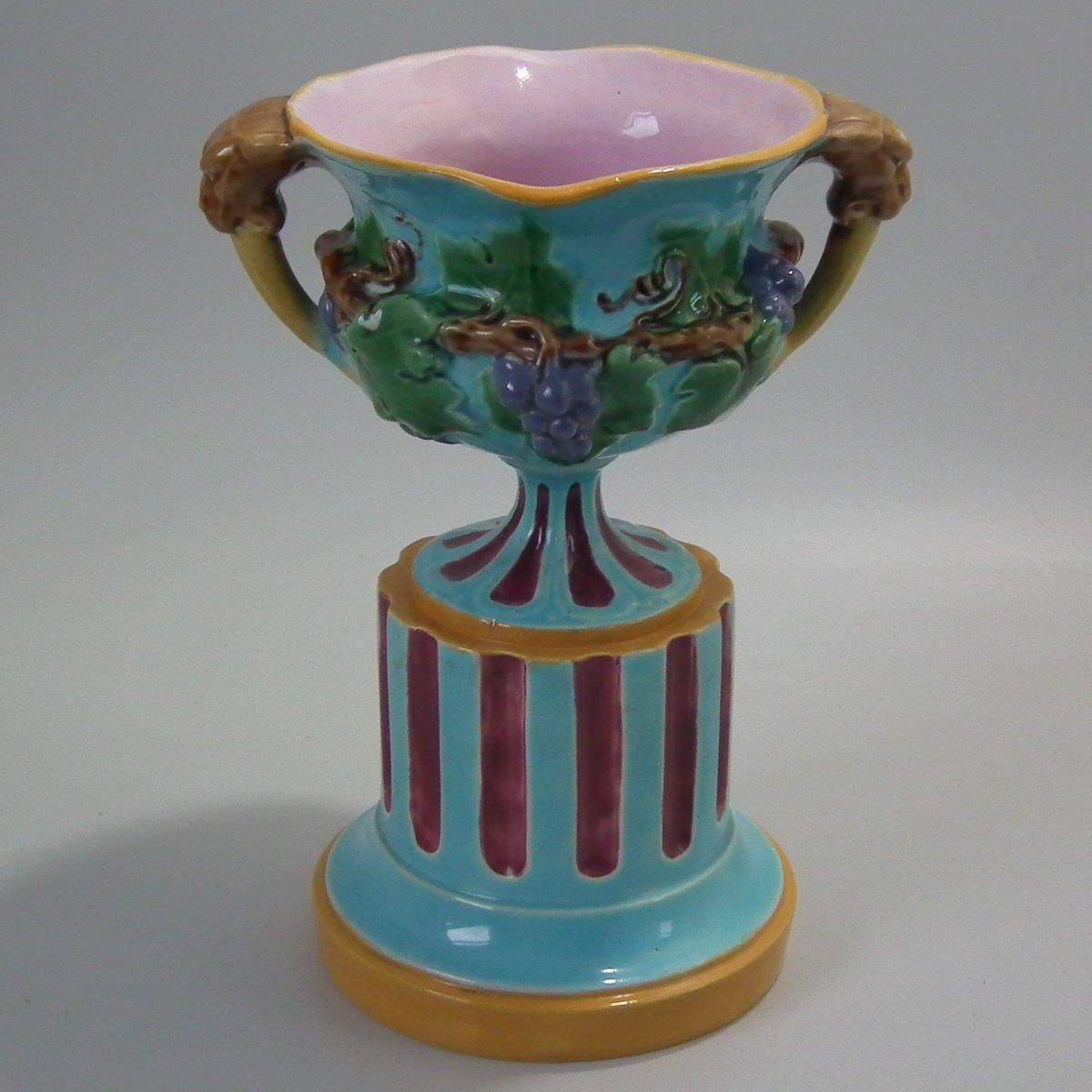 Minton Majolica Two Handled Vase On Pedestal photo Home Decor