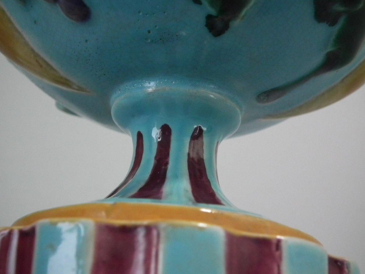 photo for sale Minton Majolica Two Handled Vase On Pedestal