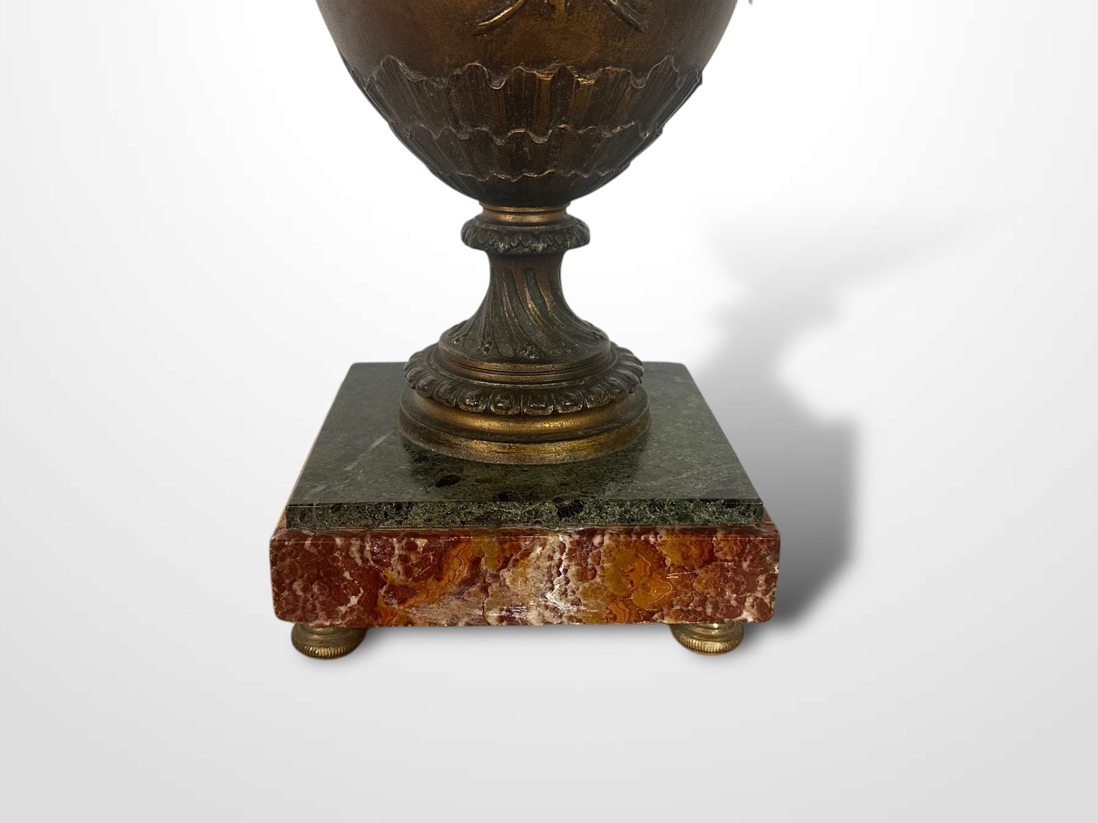 395.0 Pair Of French Spelter Vases Urns On Marble Bases photo