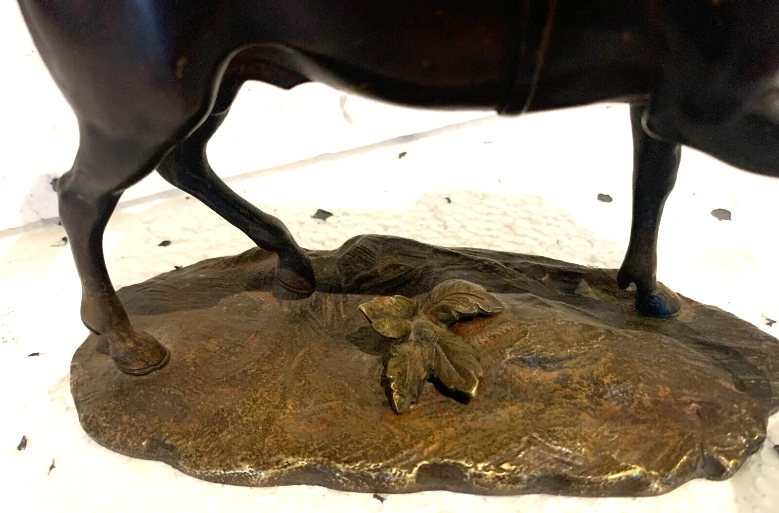 Bronze Group Horse On Base With Brown Patina 20th Century photo Art