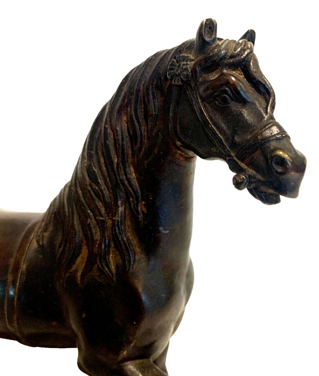 Bronze Group Horse On Base With Brown Patina 20th Century photo 297.08