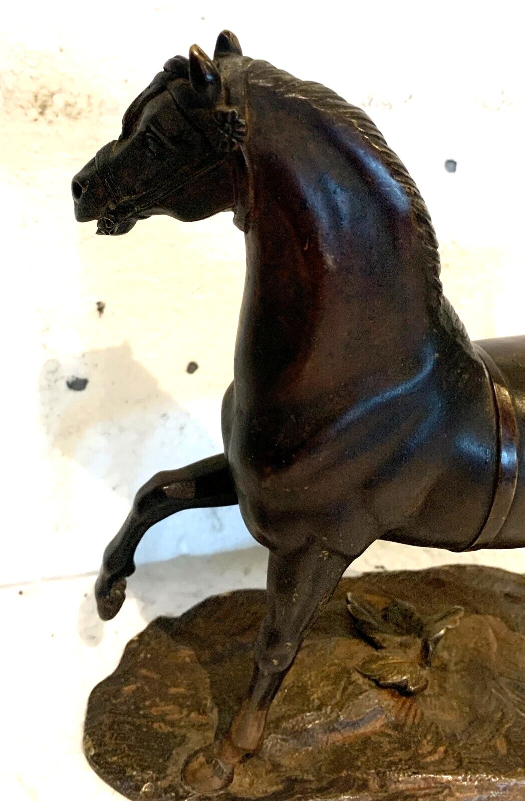 Bronze Group Horse On Base With Brown Patina 20th Century photo vinterior