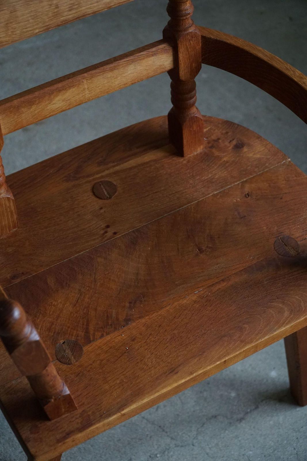 Hand Crafted Tripod Armchairs In Oak, By A Danish Cabinetmaker, Folk Art, 1930s photo 1292.0