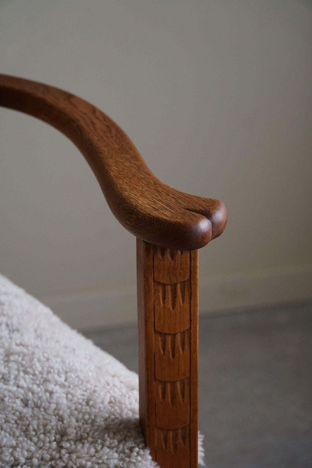 Classic Armchair In Oak & Lambswool Seat, Danish Mid Century Modern, 1950s photo Furniture