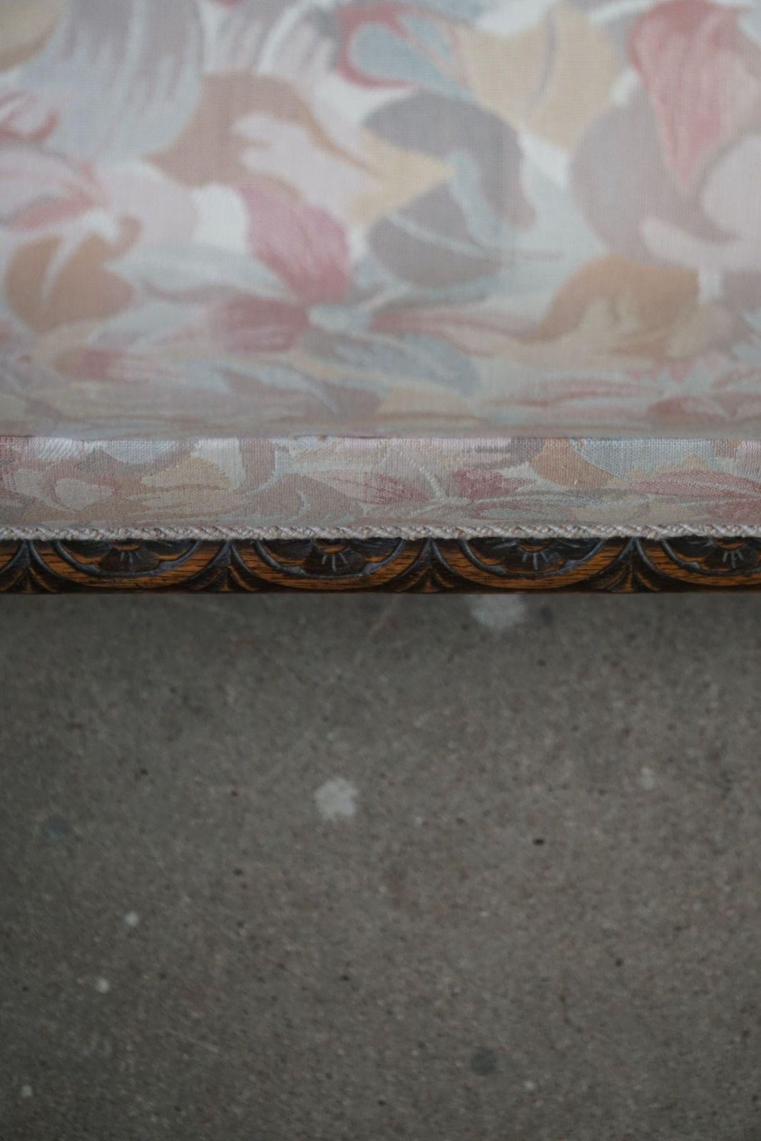 photo for sale Pair Of Danish Art Deco Lounge Chairs, Oak & Vibrant Flora Fabric, 1940s