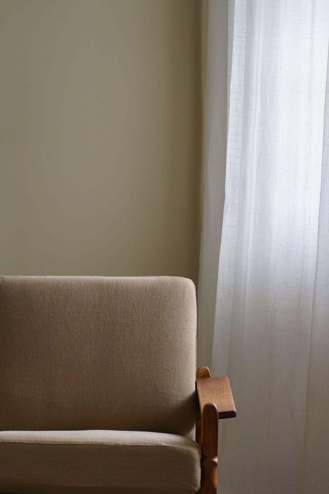 Danish Modern, Pair Of Lounge Chairs In Oak & Linen, Henning Kjærnulf, 1960s photo buy