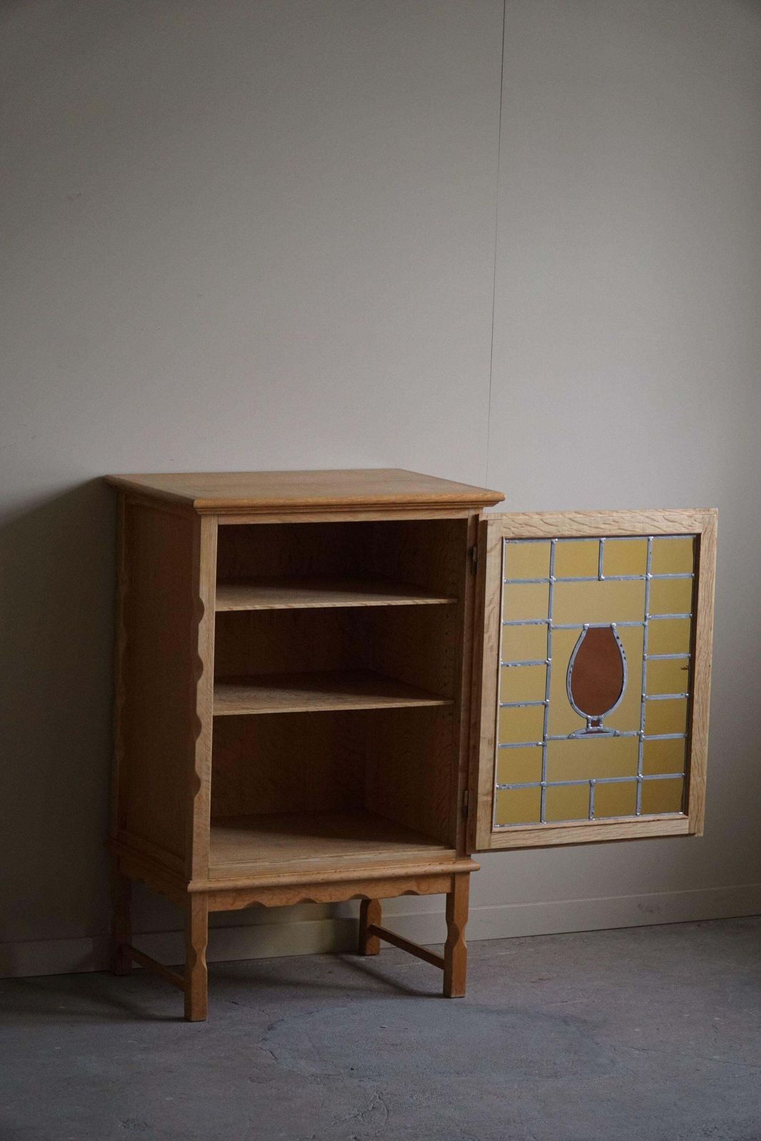 Mid Century, Small Oak Cabinet With Glass Front, Danish Cabinetmaker, 1960s photo vintage