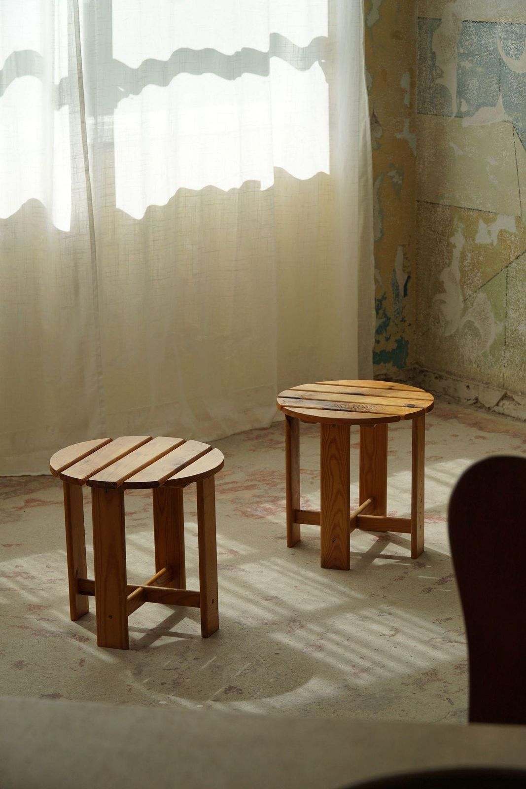 Pair Of Stools In Pine, By A Swedish Cabinetmaker, Mid Century Modern, 1960s photo buy