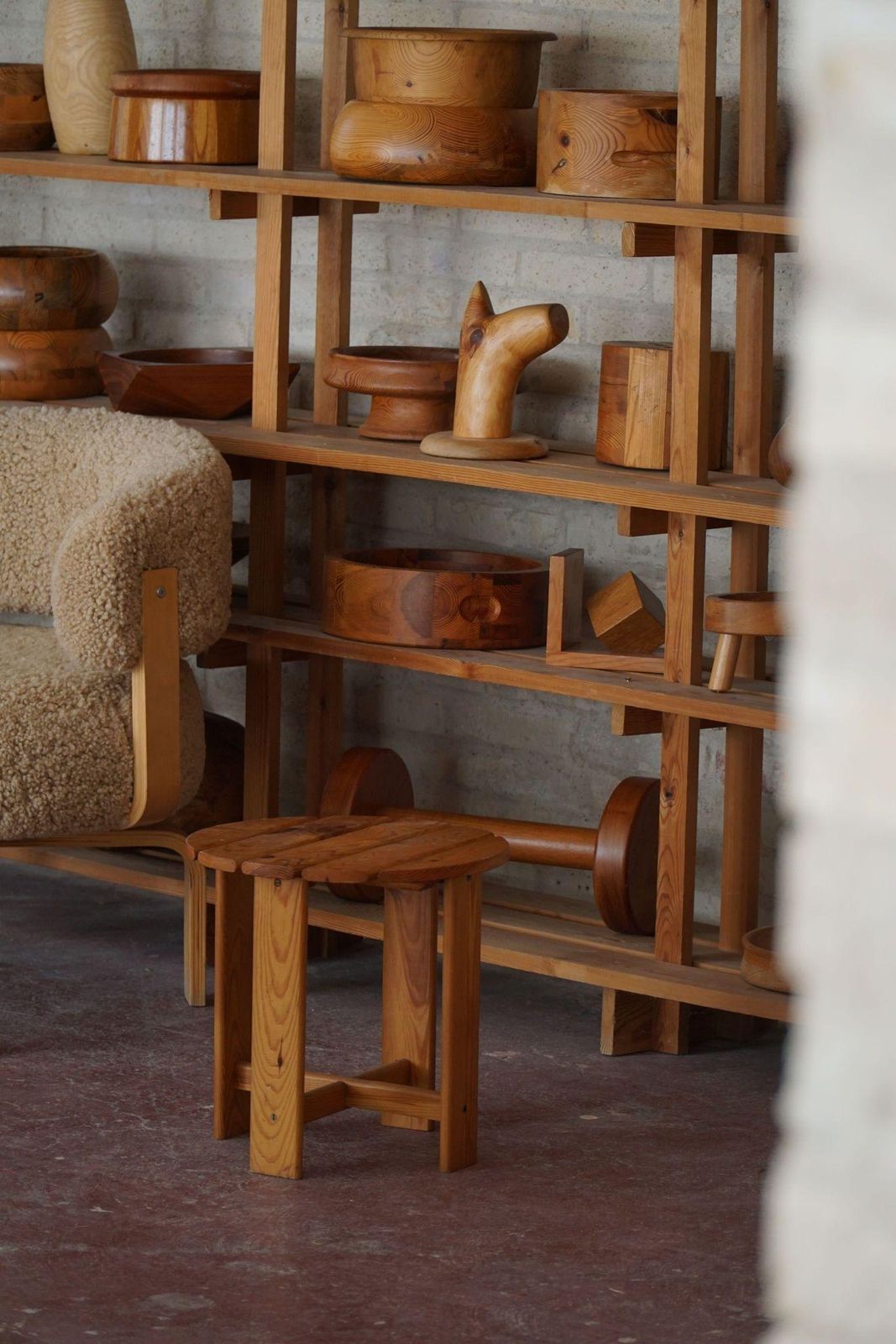photo vintage Pair Of Stools In Pine, By A Swedish Cabinetmaker, Mid Century Modern, 1960s