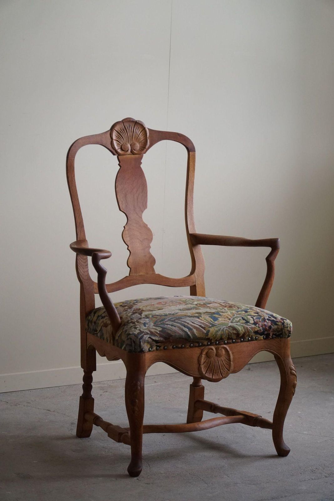 photo buy Classic Baroque Style Armchair In Oak, Made By A Danish Cabinetmaker, 1930s