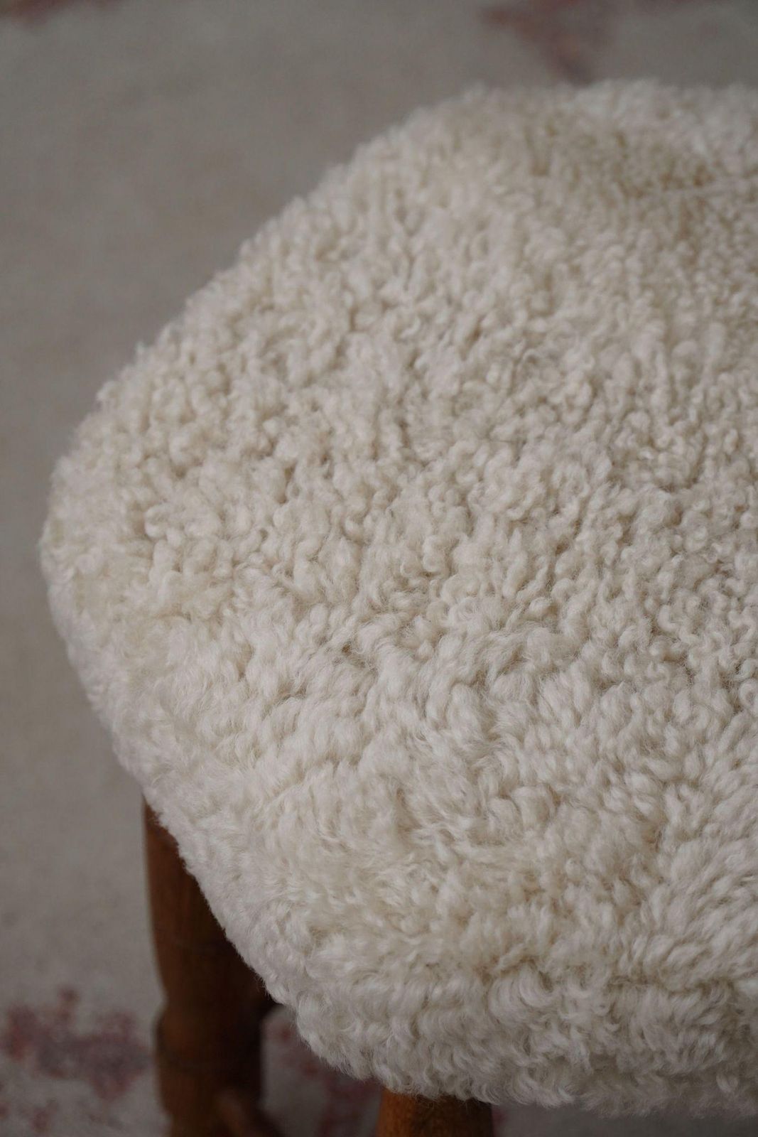 Danish Modern, A Hexagon Stool In Oak, Reupholstered Seat In Lambswool, 1950s photo 549.0