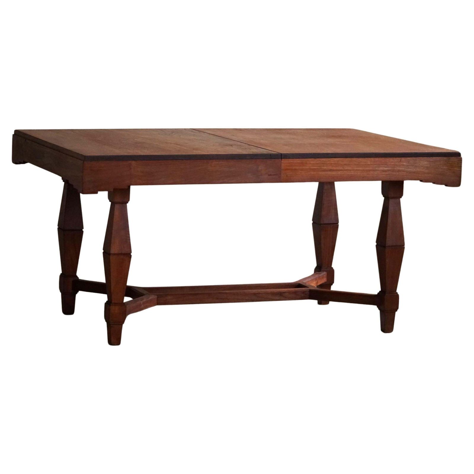 Art Deco Dining Table In Teak, With Butterfly Leaf, Danish Cabinetmaker, 1940s