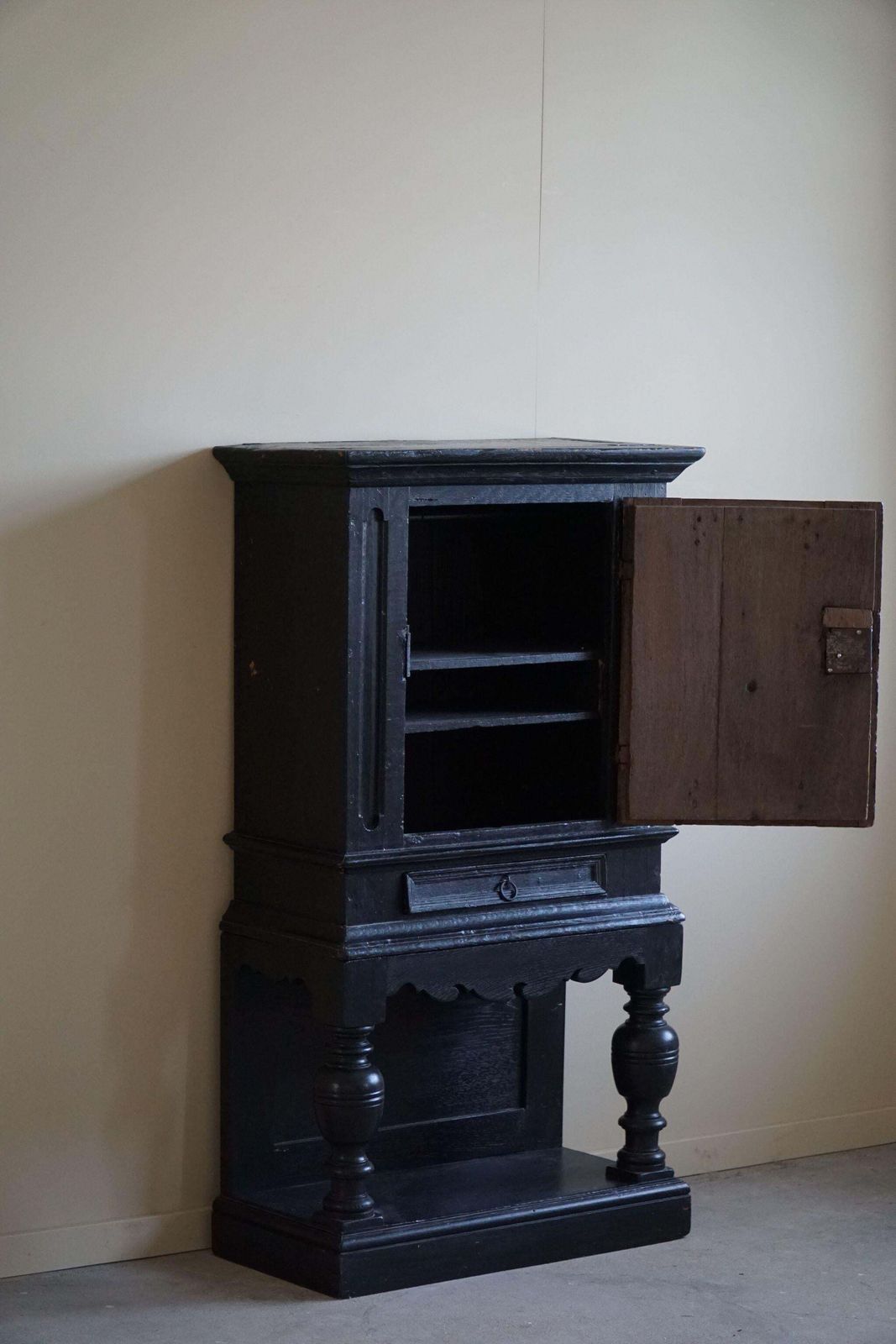 18th Century, Antique Black Painted Cabinet By A Danish Cabinetmaker, Baroque photo 1938.0