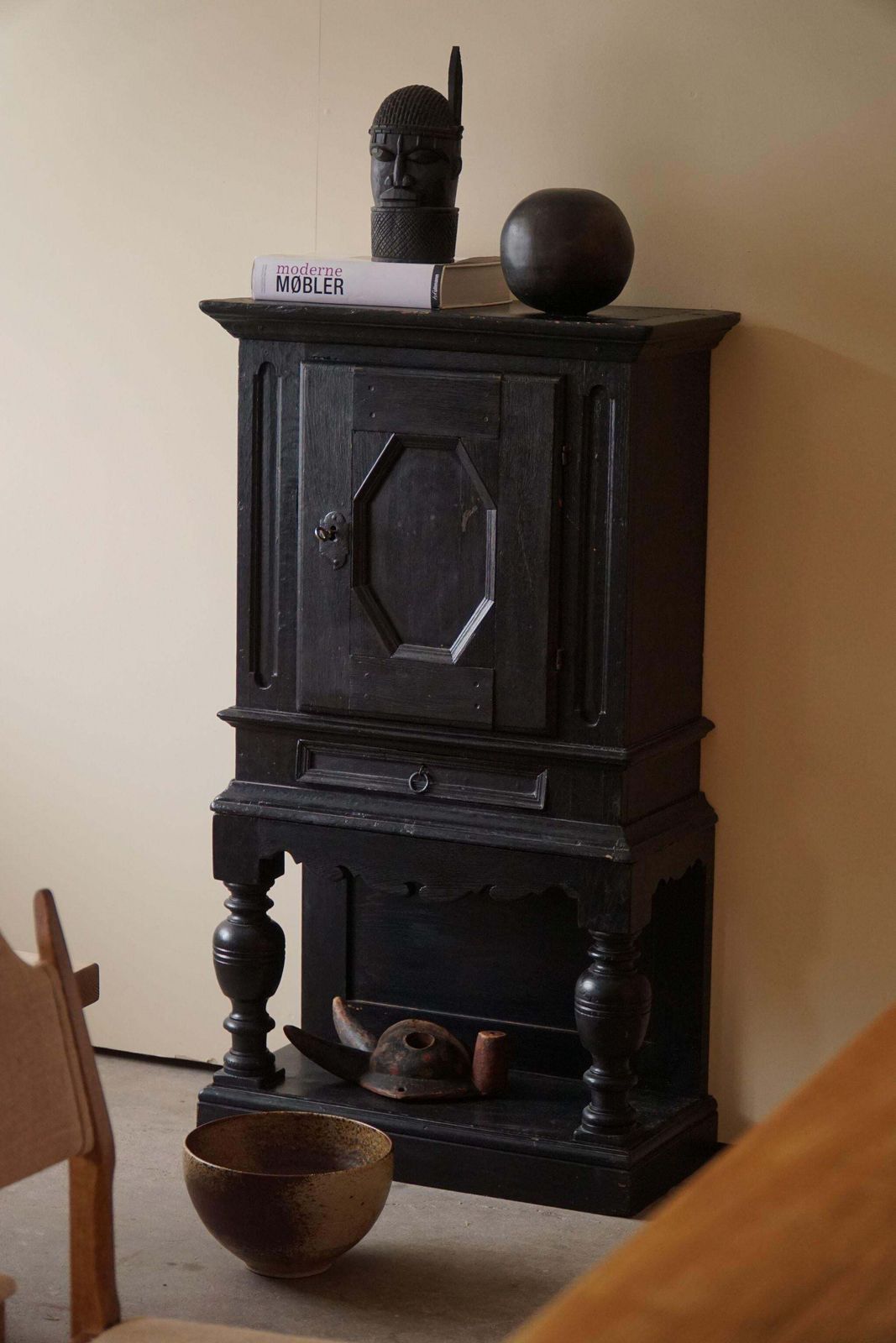 1938.0 18th Century, Antique Black Painted Cabinet By A Danish Cabinetmaker, Baroque photo