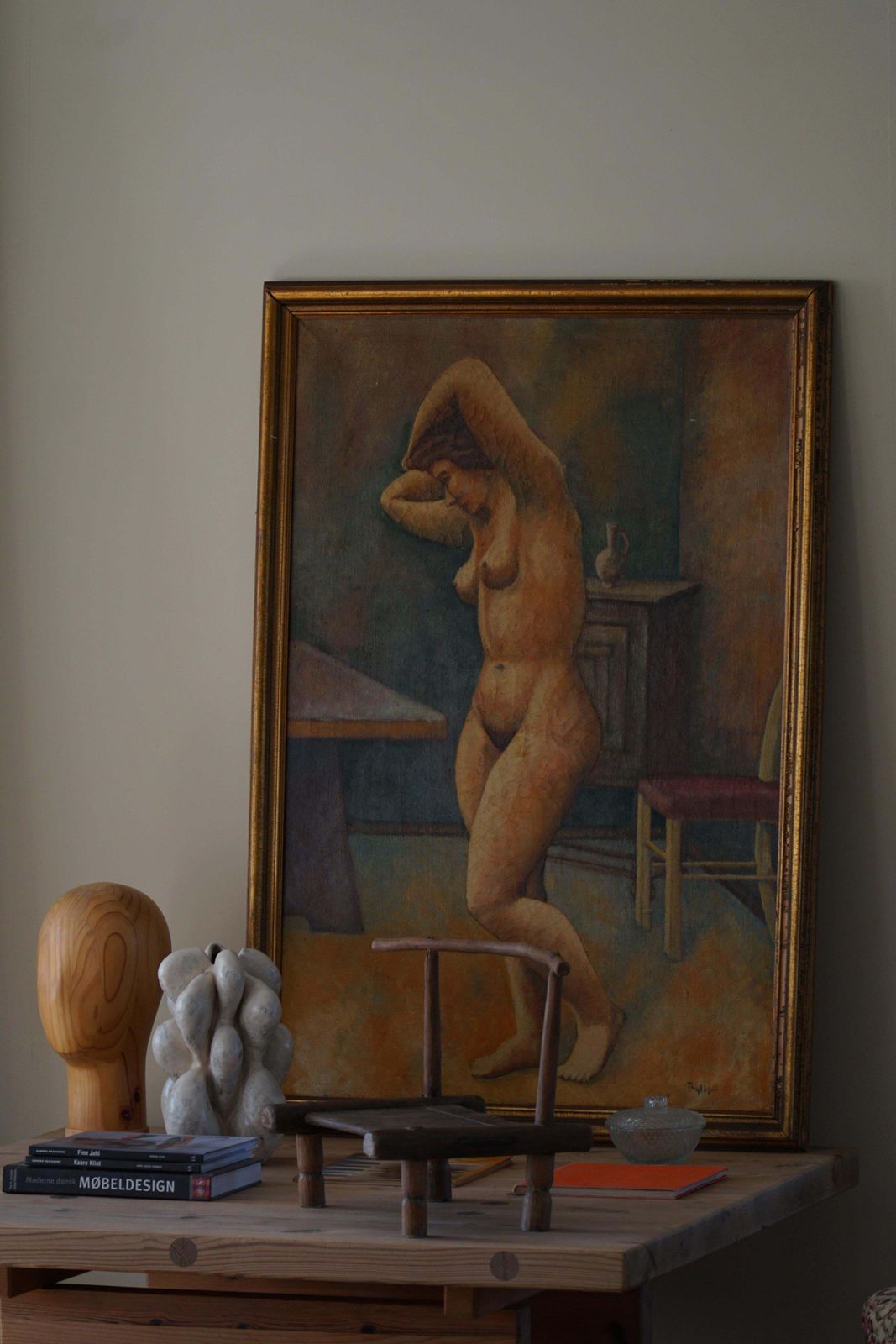 Large Oil On Canvas Painting, Unknown Danish Artist, Late 1800s photo furniture
