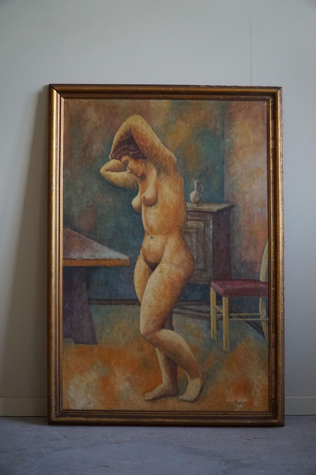 Large Oil On Canvas Painting, Unknown Danish Artist, Late 1800s photo 1615.0