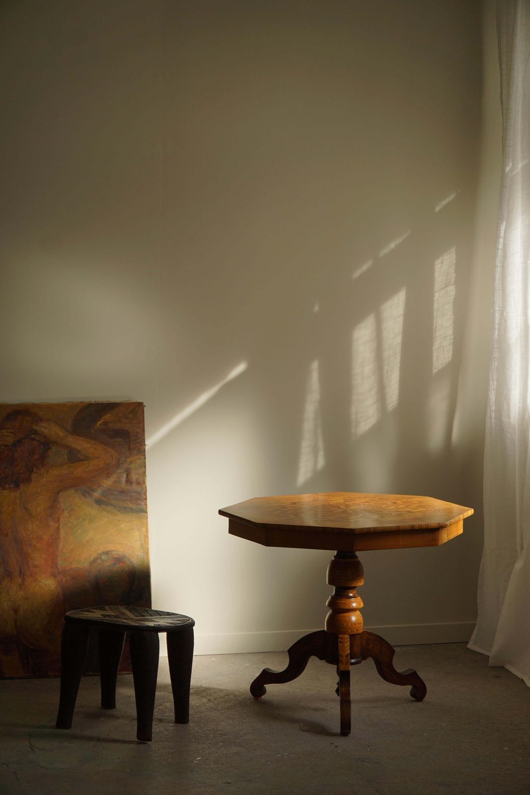 Danish Art Deco, Octagon Side Table In Birch With Intarsia Top, 1940s photo furniture